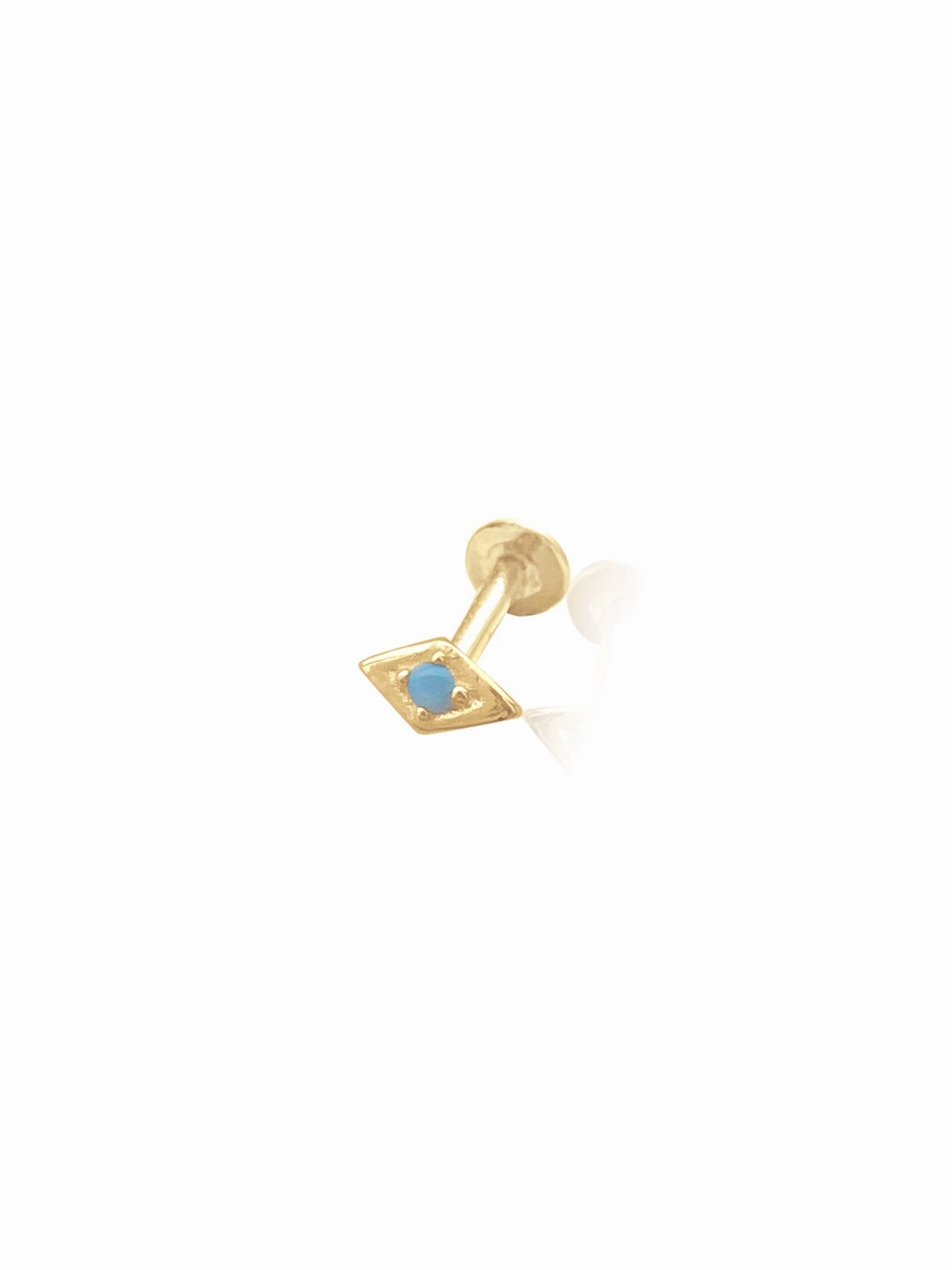 14K Gold Push Flat Back Turquoise Eye Earring