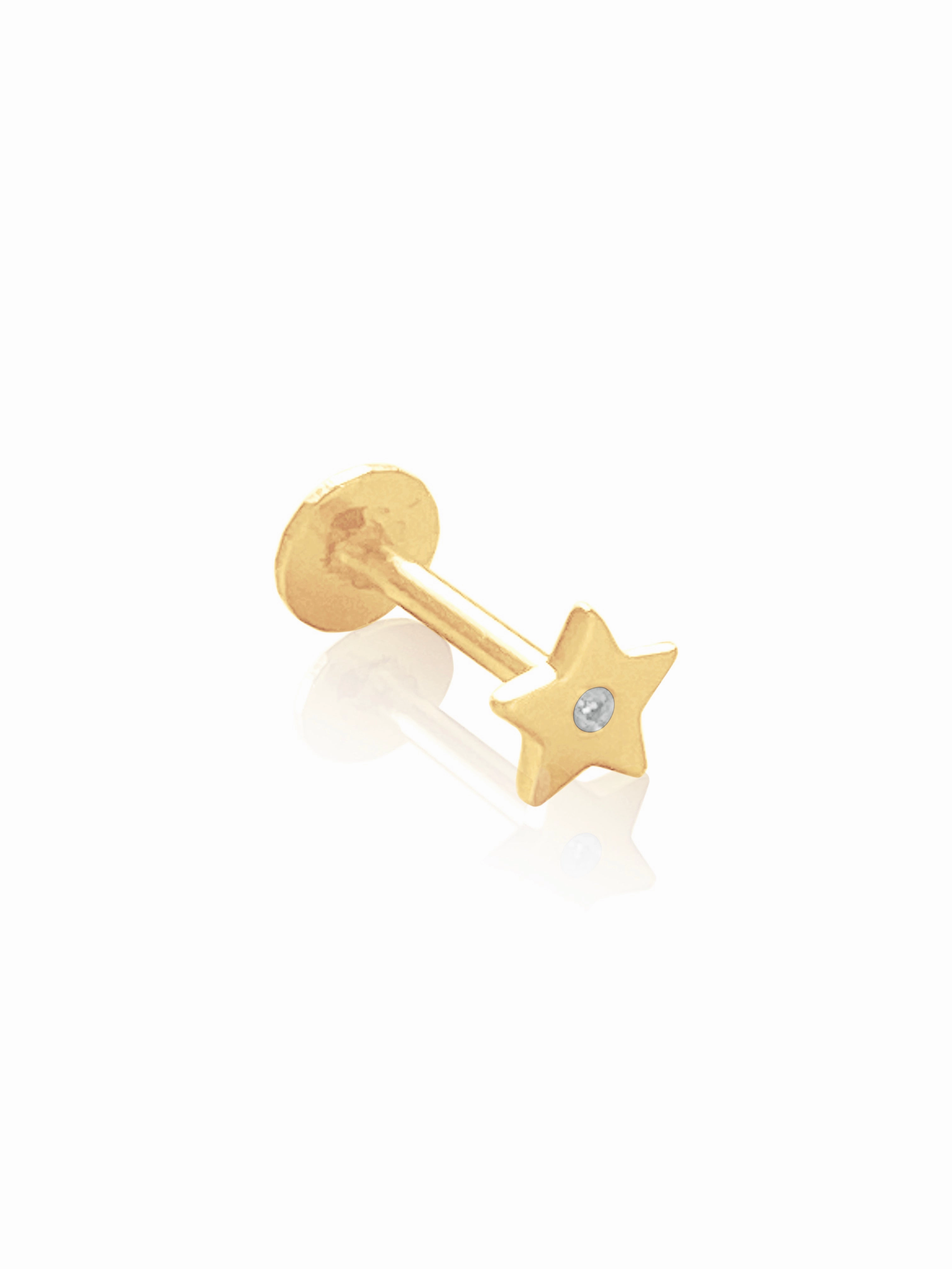 14K Gold Push Star Flat Back Earring