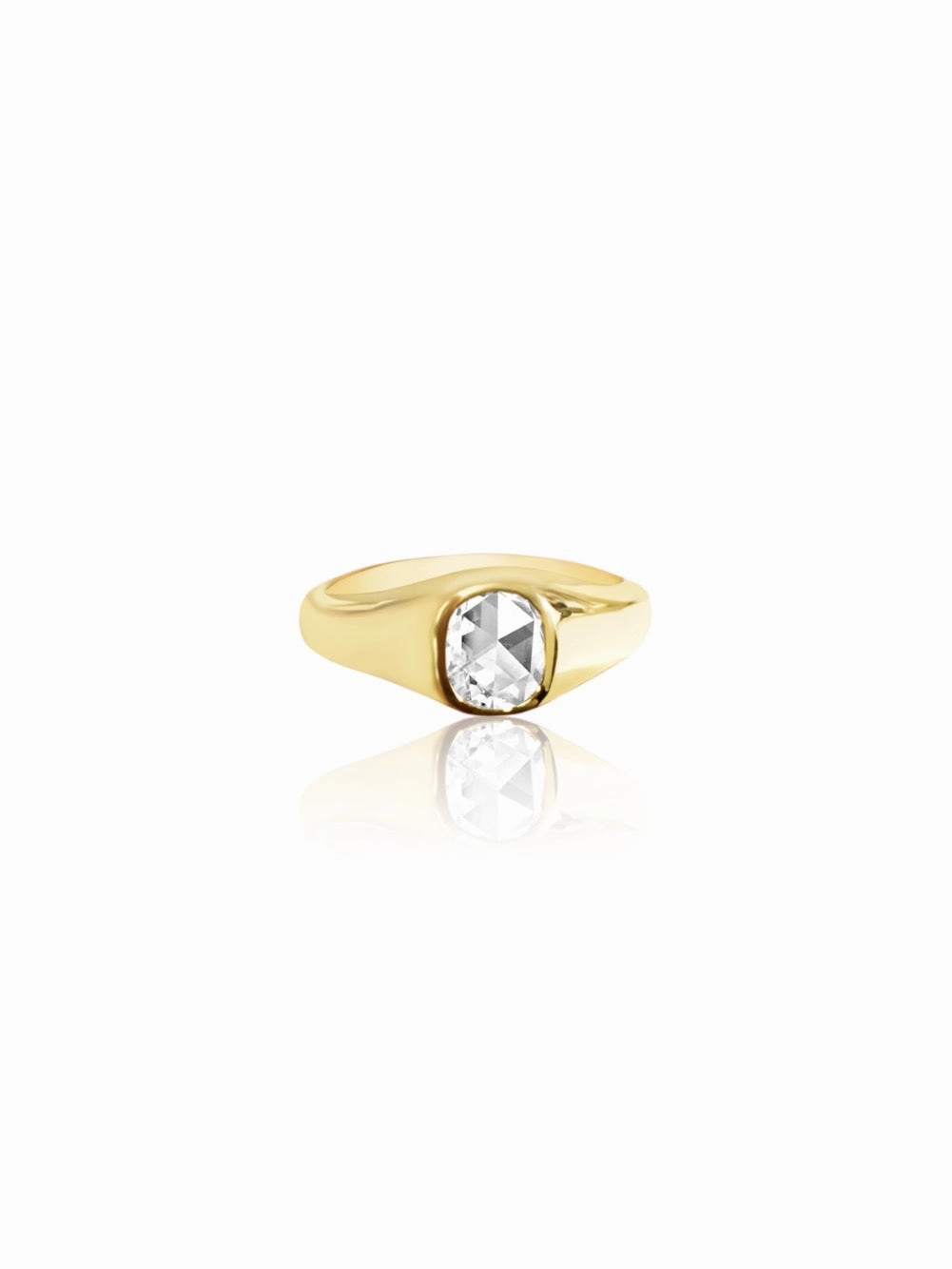 14K Gold Rose Cut Diamond Signet Ring