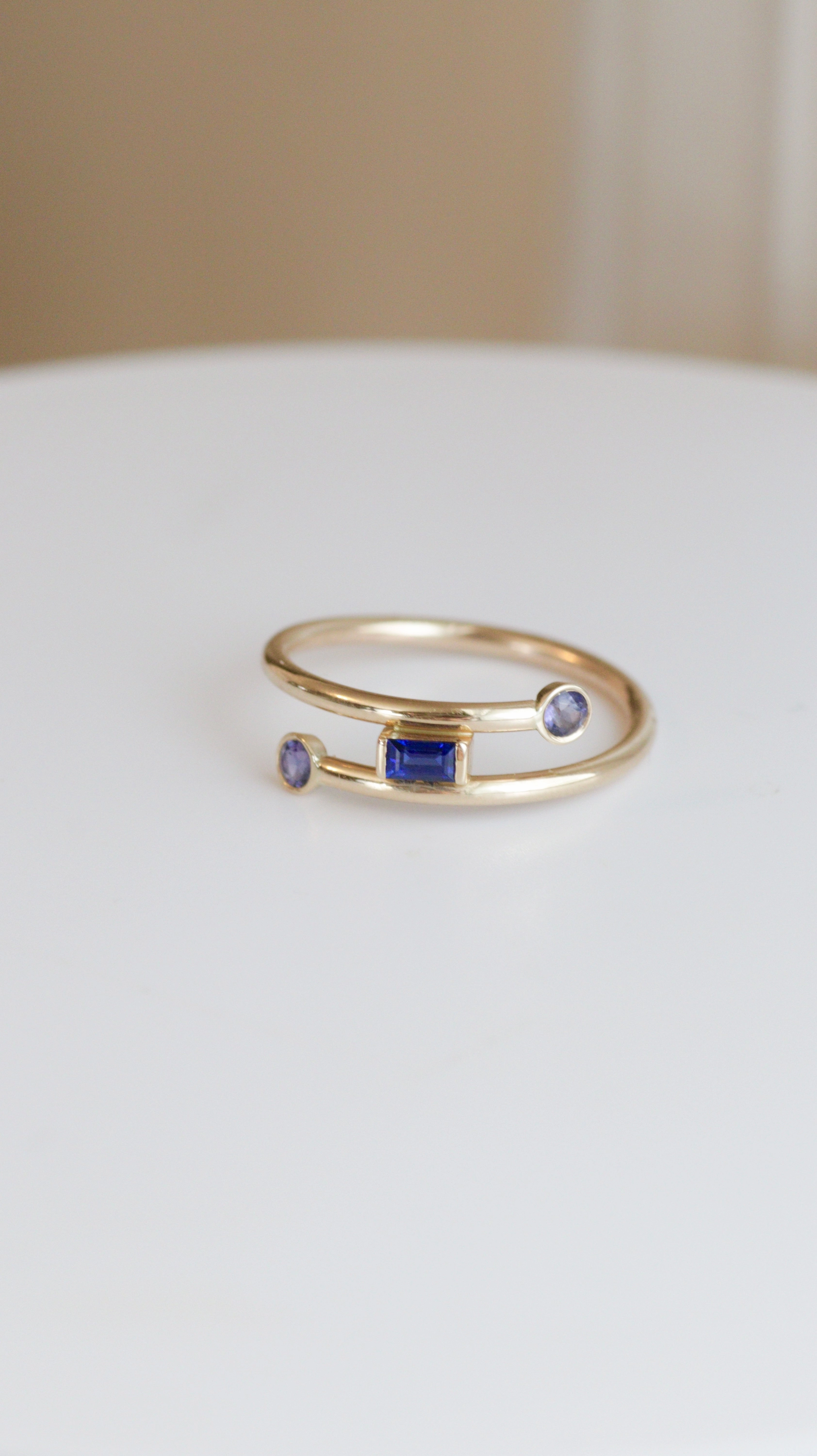 14K Gold Sapphire Twist Ring