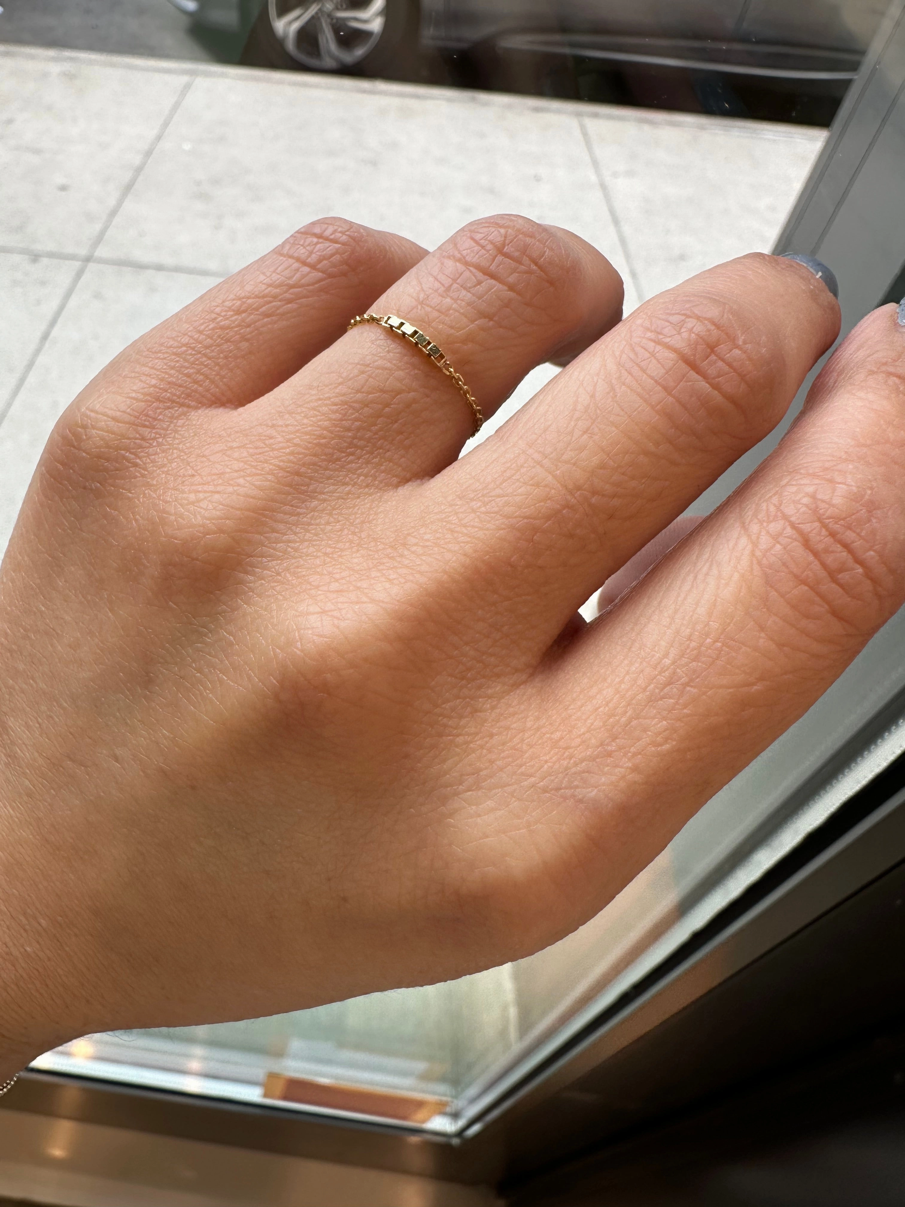 14K Gold Soft Box Chain Ring
