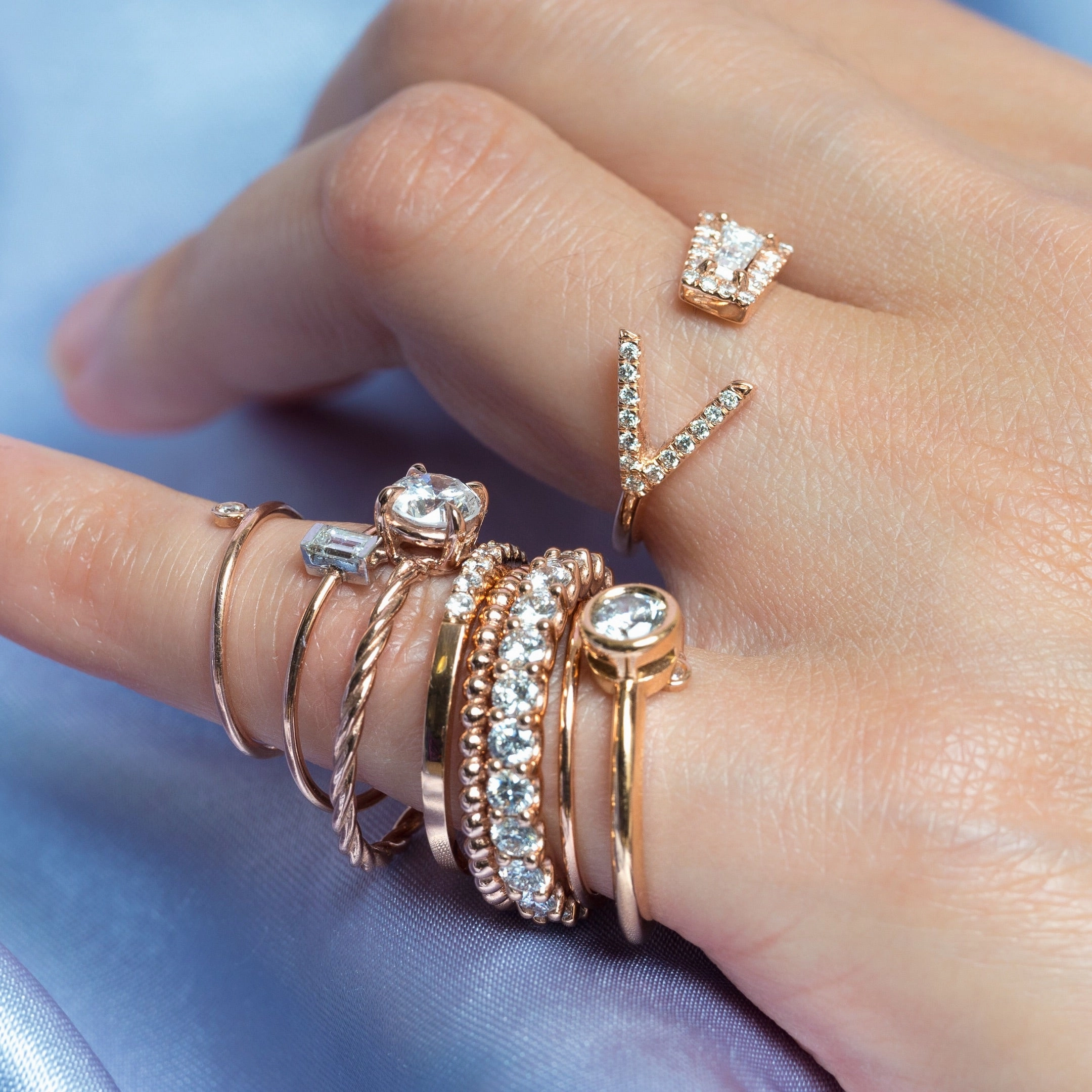 14k Gold Tapered Baguette Diamond Ring