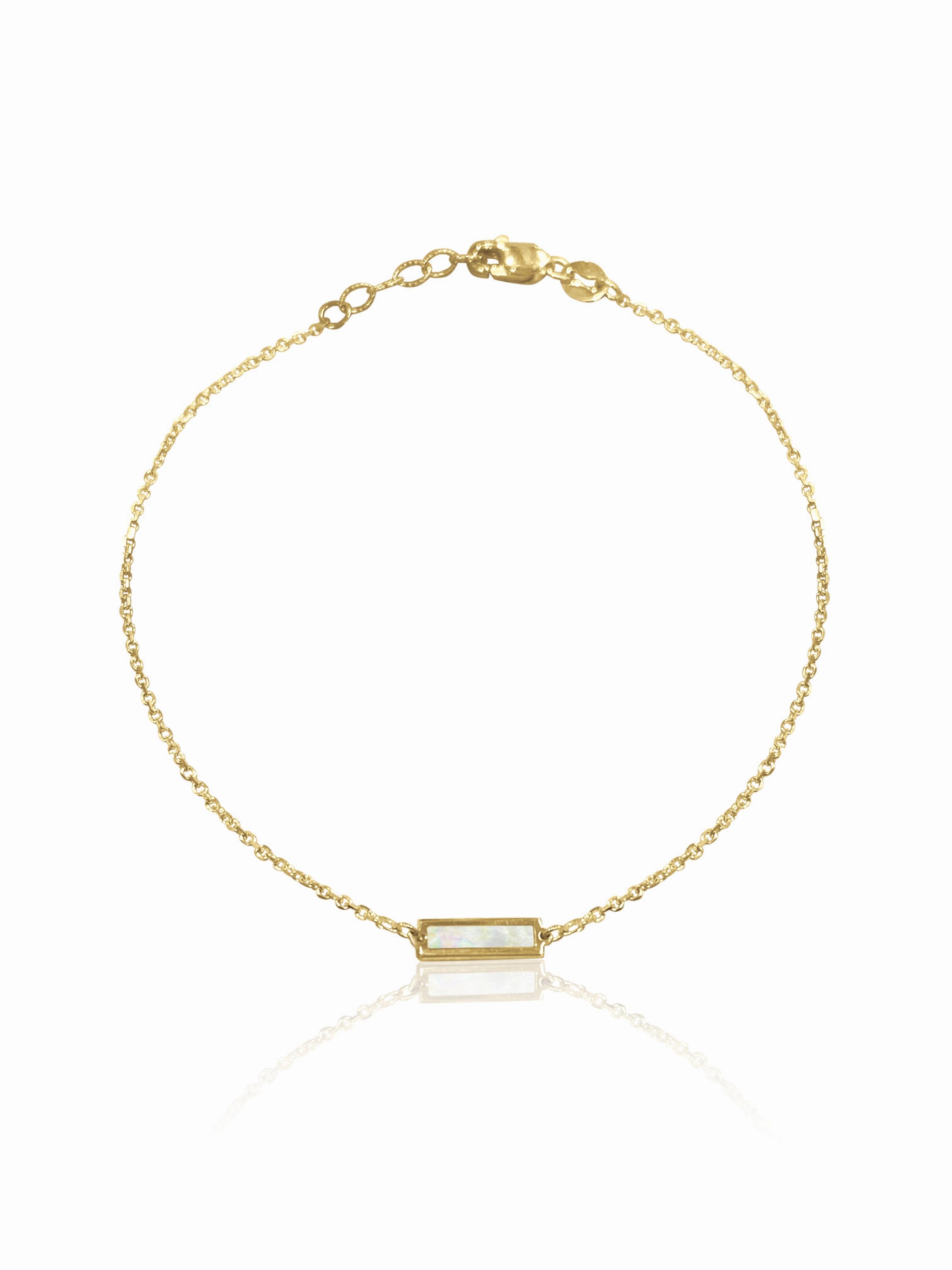 14K Gold Turquoise/Mother Of Pearl Bar Bracelet