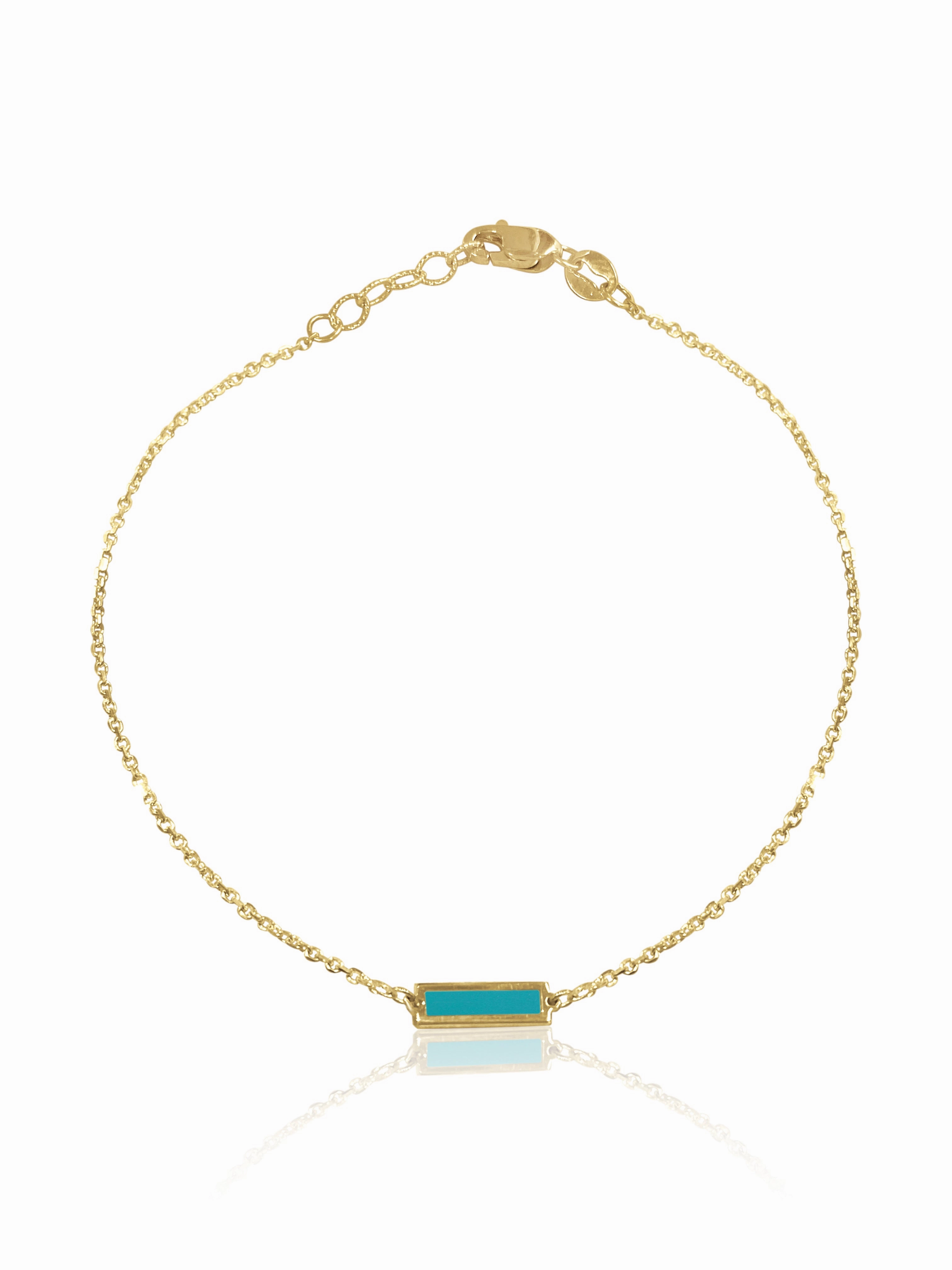 14K Gold Turquoise/Mother Of Pearl Bar Bracelet