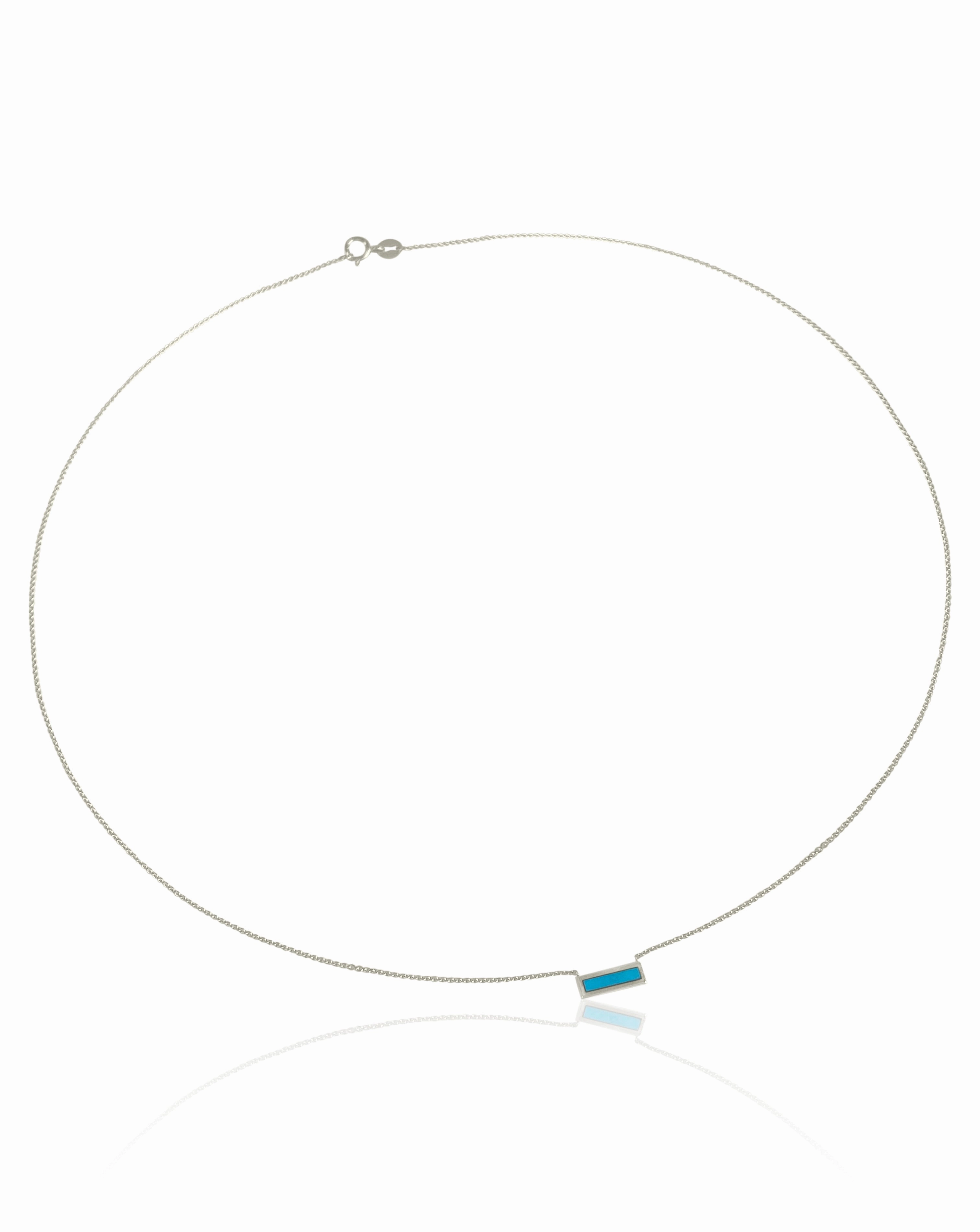 14K Gold Turquoise/Mother Of Pearl Bar Necklace