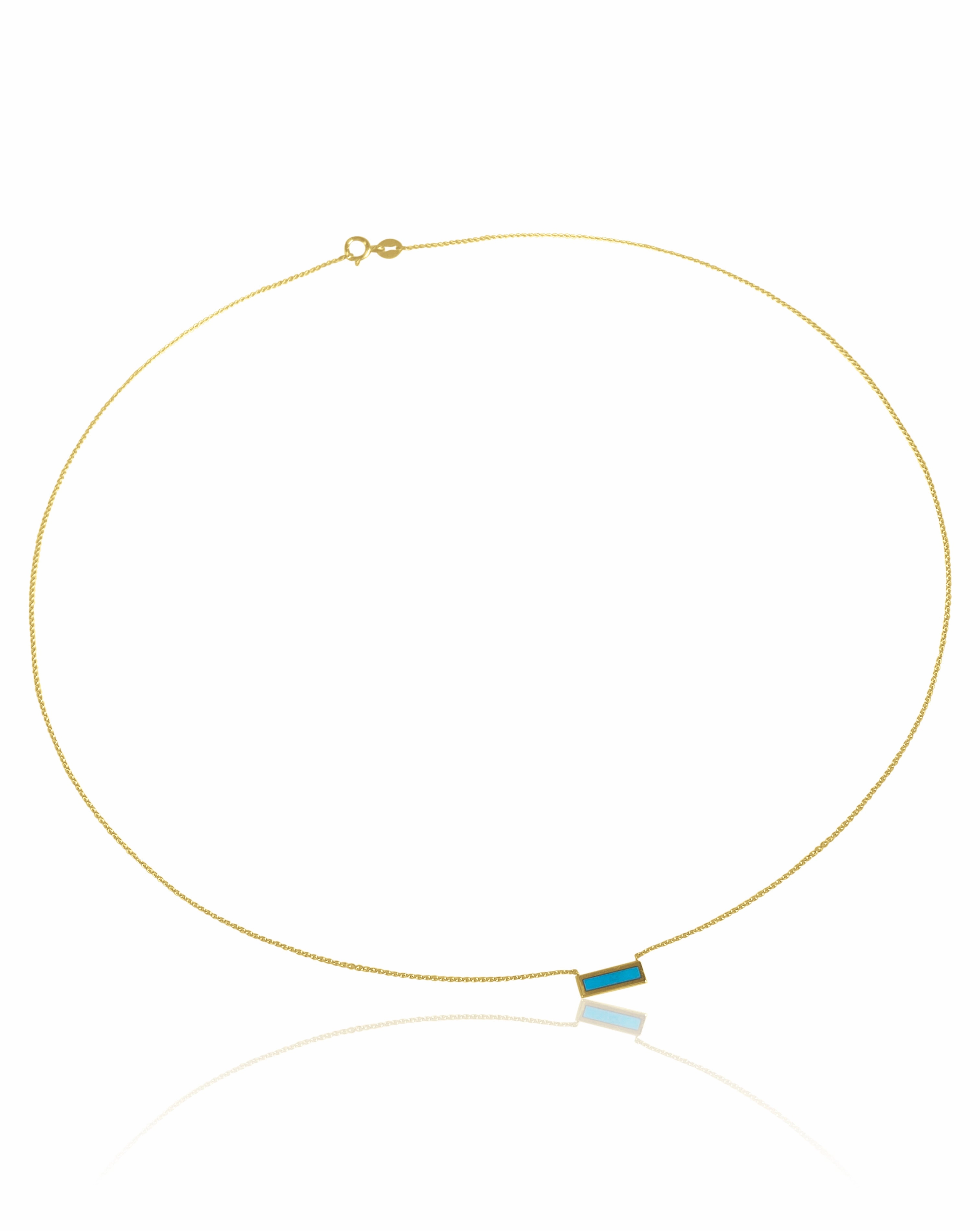 14K Gold Turquoise/Mother Of Pearl Bar Necklace