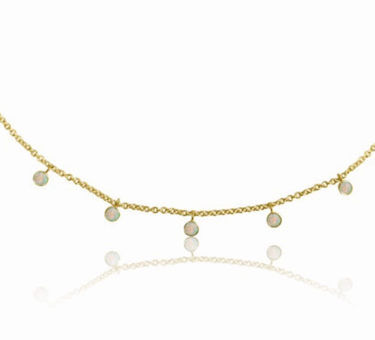 14k Gold Turquoise/Opal Necklace