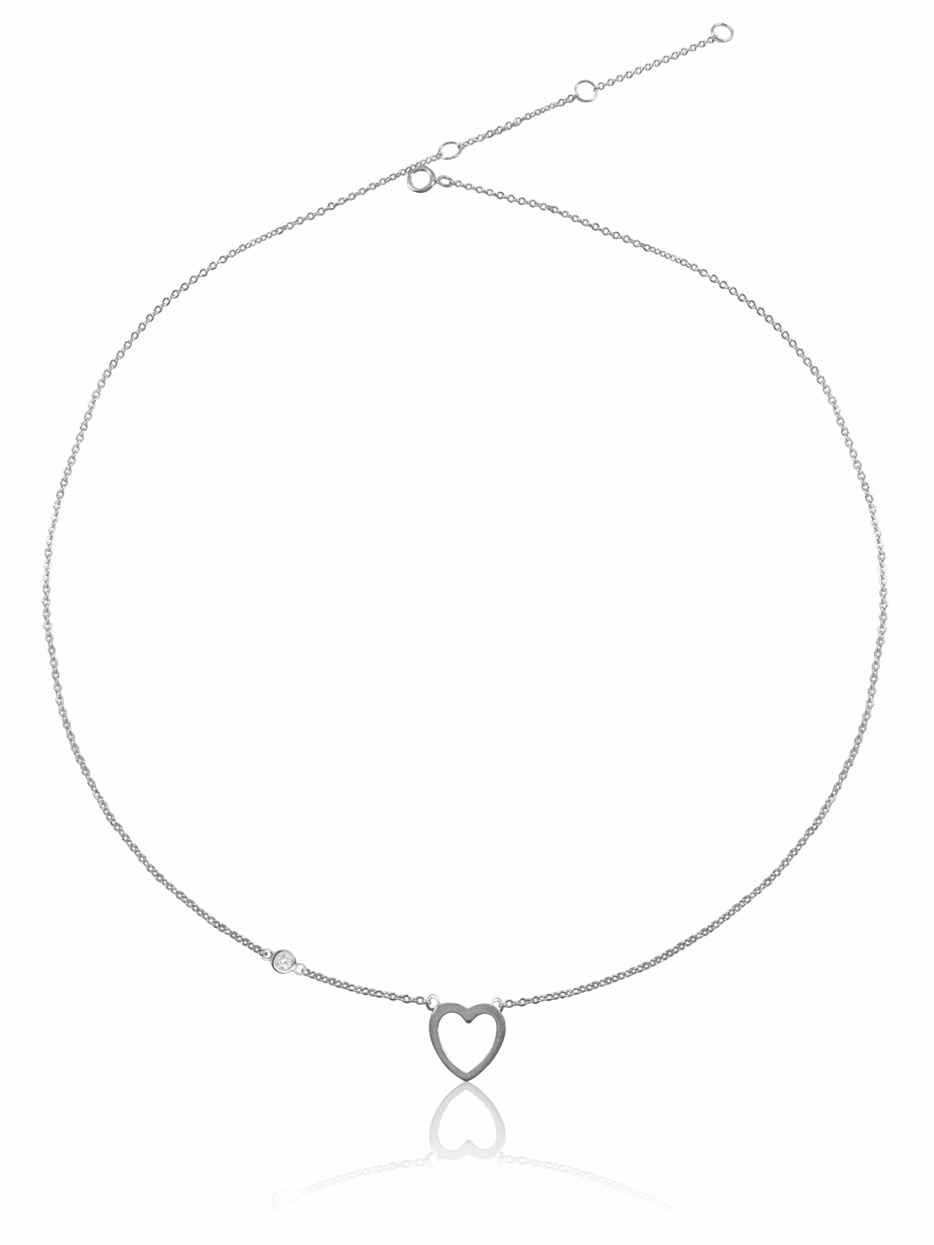 14K Heart & Diamond Bezel Necklace