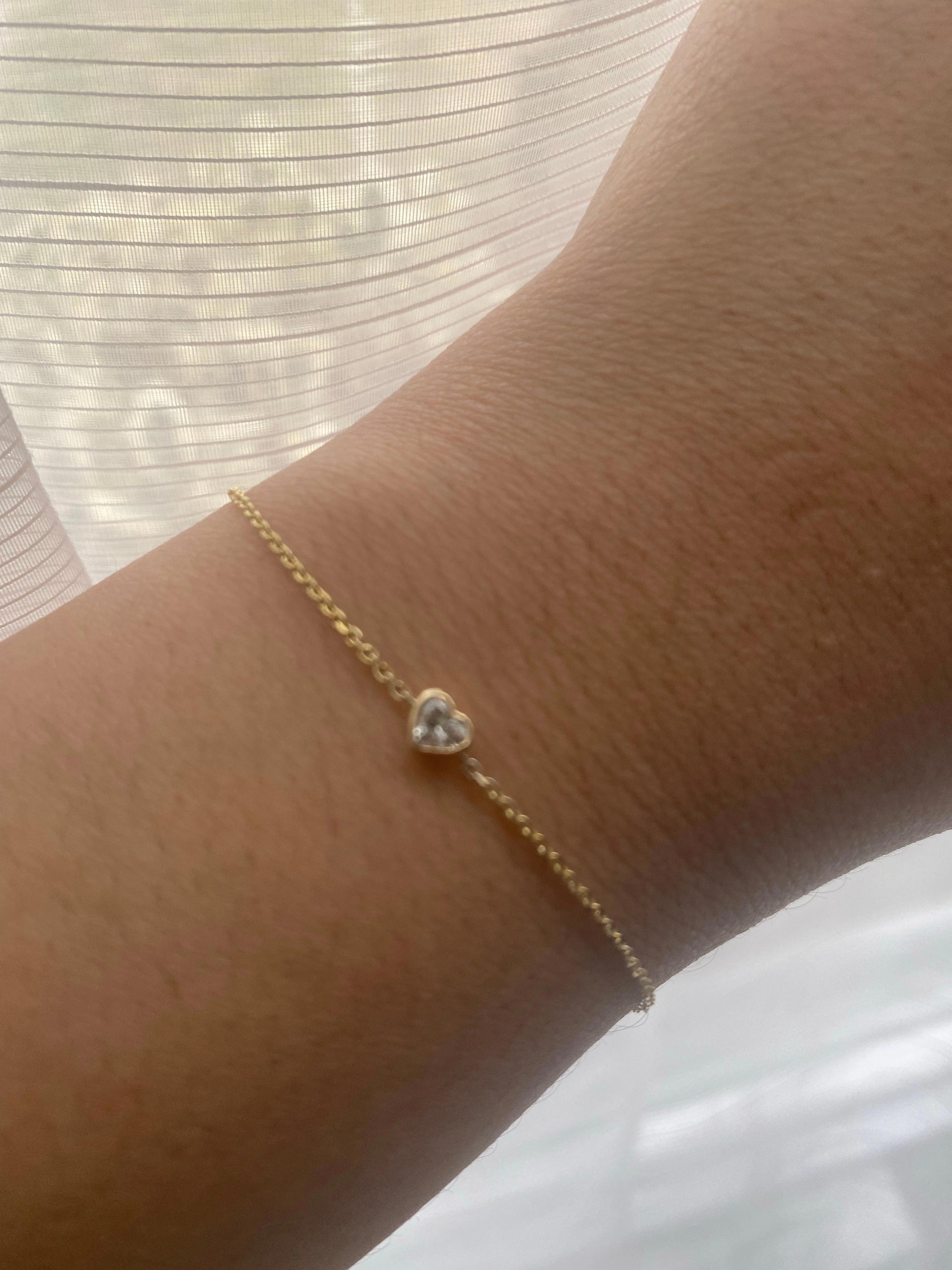 14K Heart Shaped Diamond Bracelet