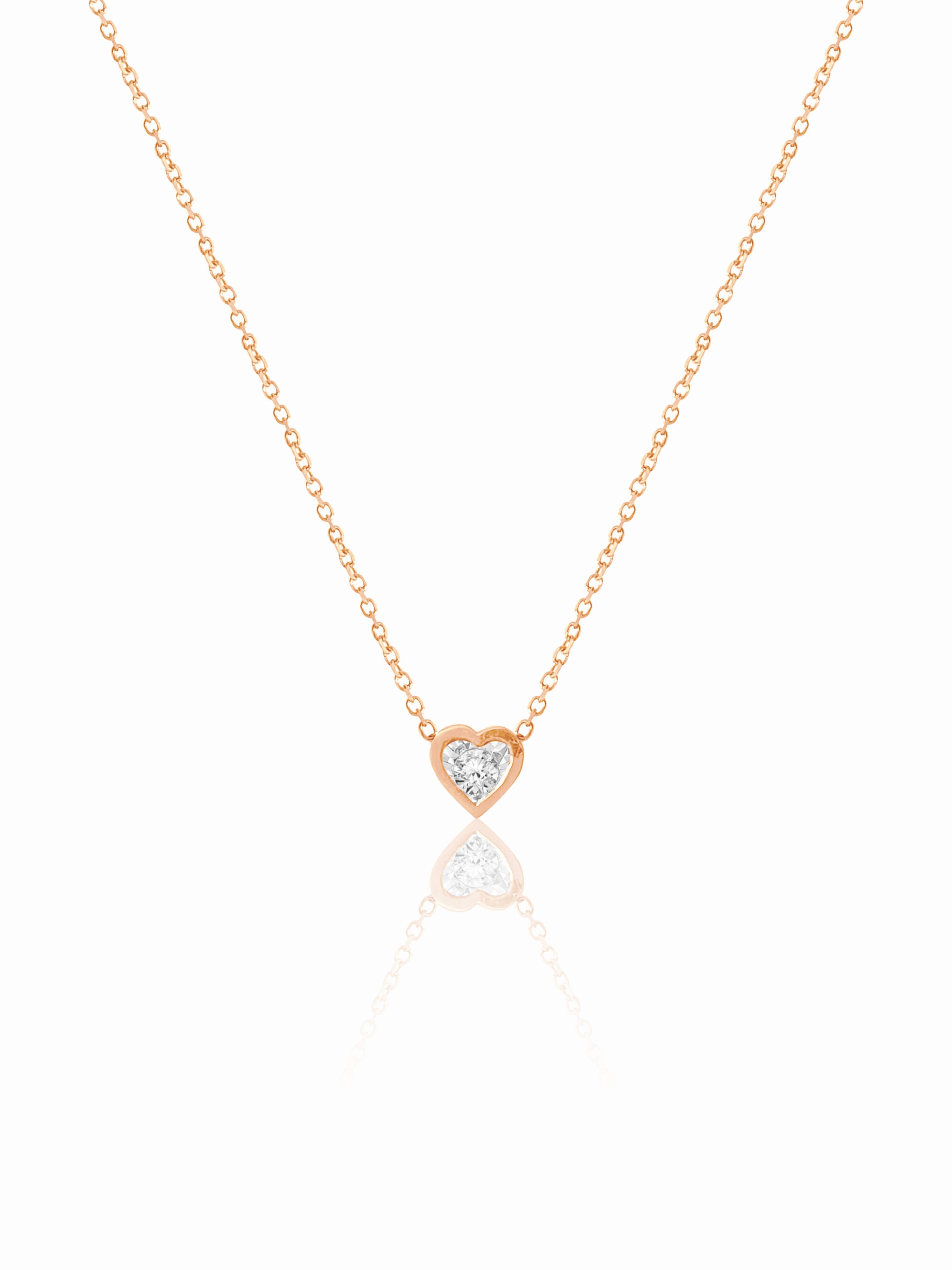 14K Heart Shaped Diamond Necklace