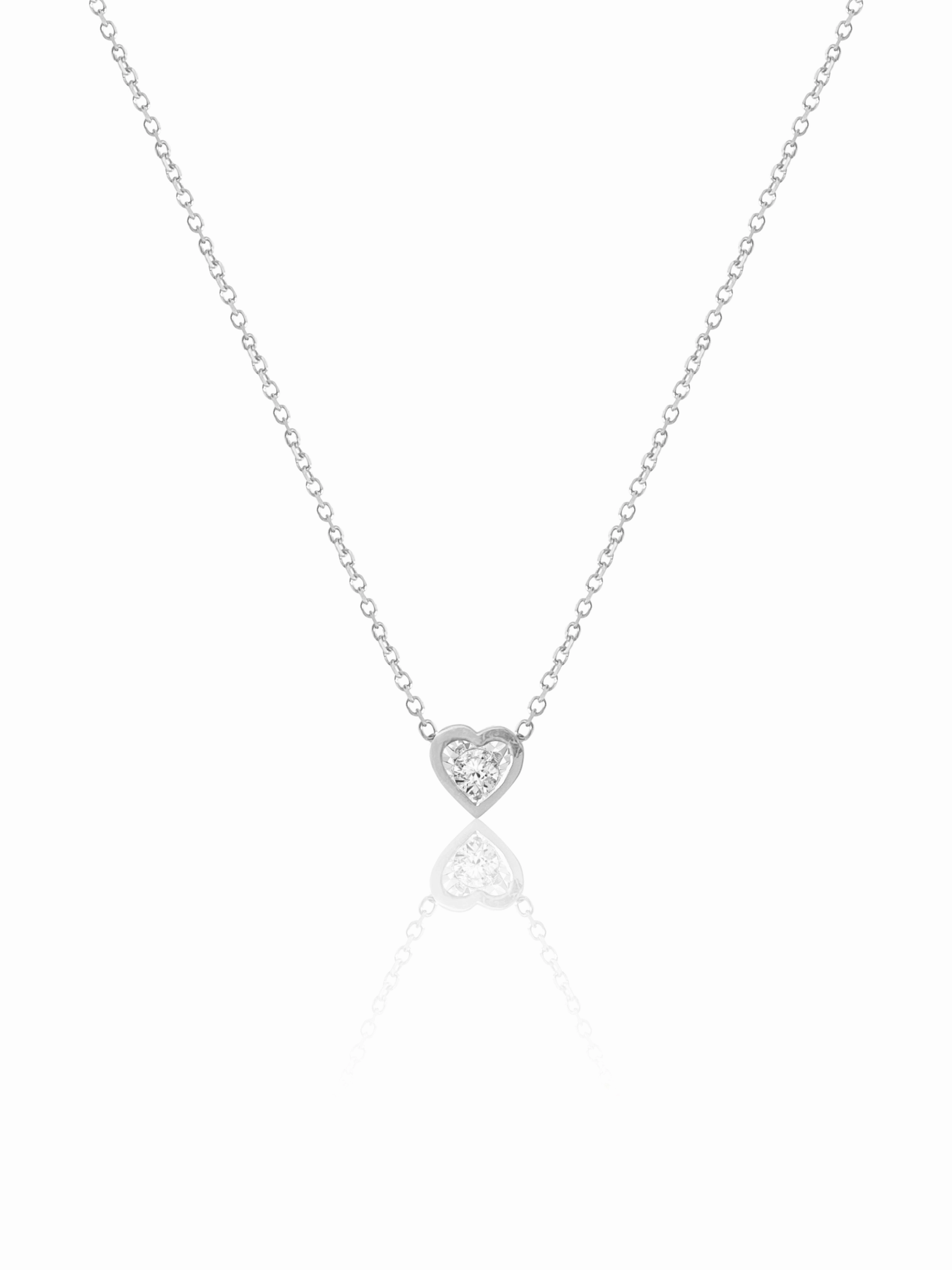 14K Heart Shaped Diamond Necklace