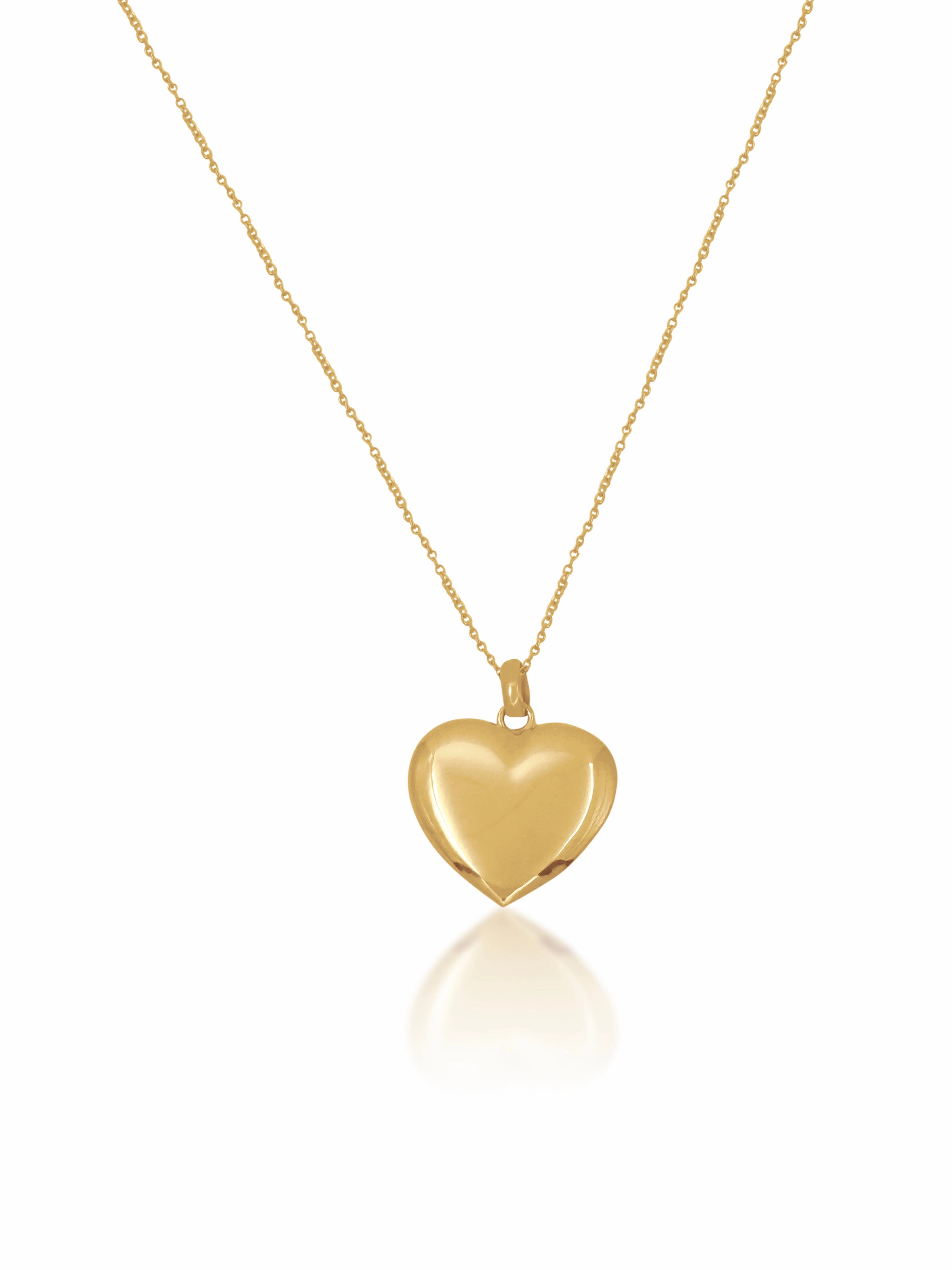 14K Large Puff Heart Necklace