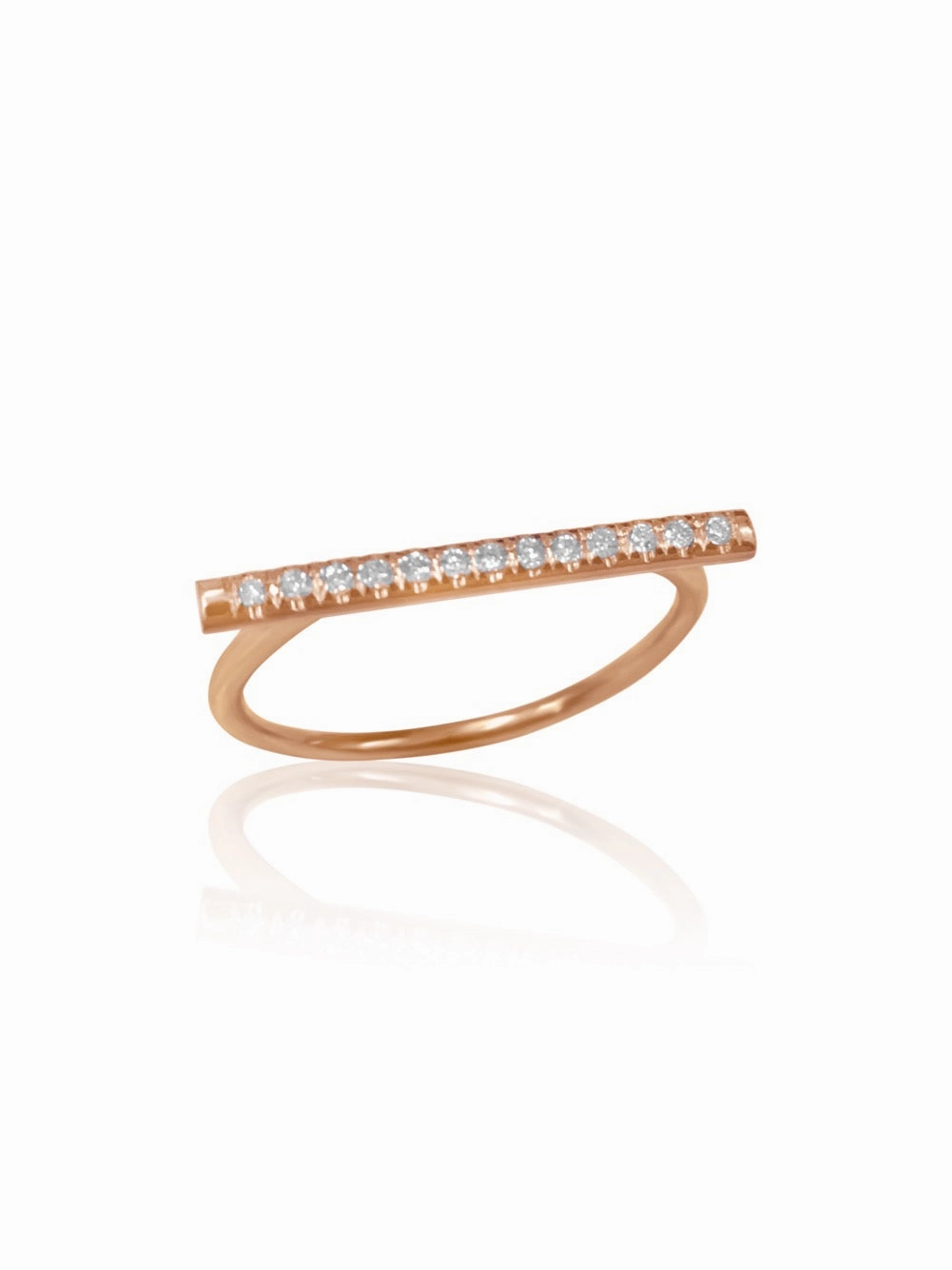 14K Micro pave Diamond Bar Ring
