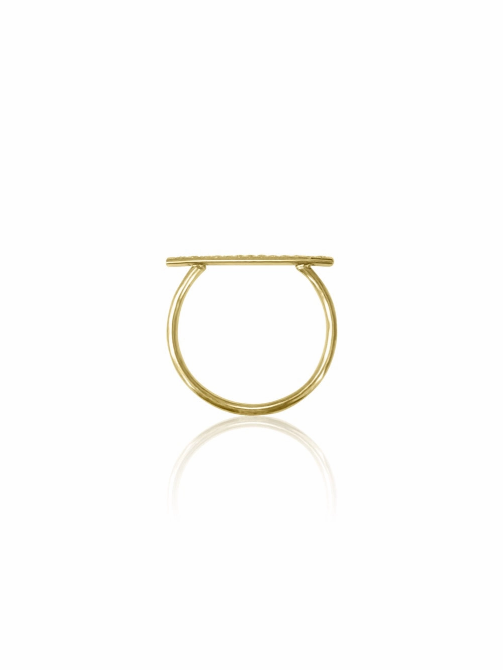 14K Micro pave Diamond Bar Ring