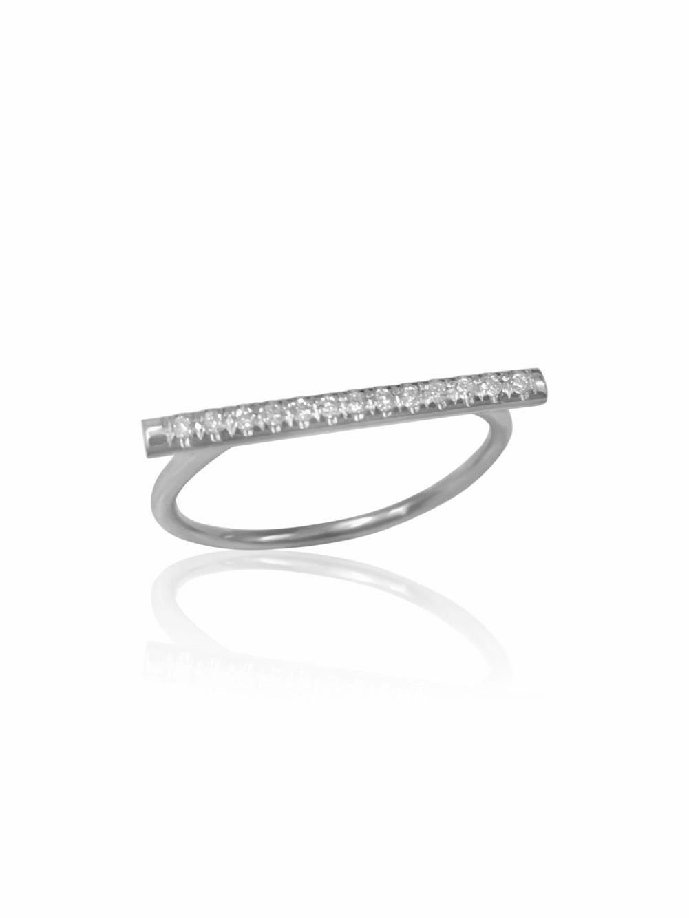 14K Micro pave Diamond Bar Ring