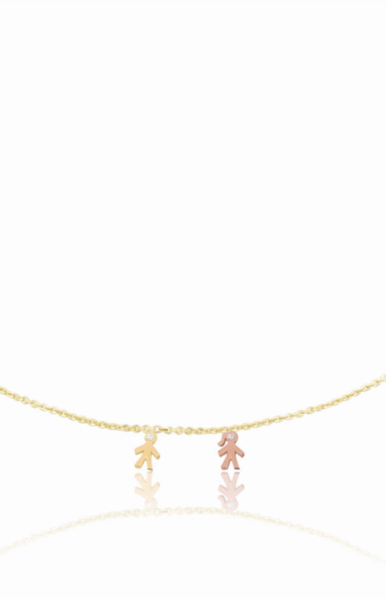 14k Mom Diamond Mini Children Necklace