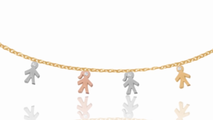14k Mom Diamond Mini Children Necklace