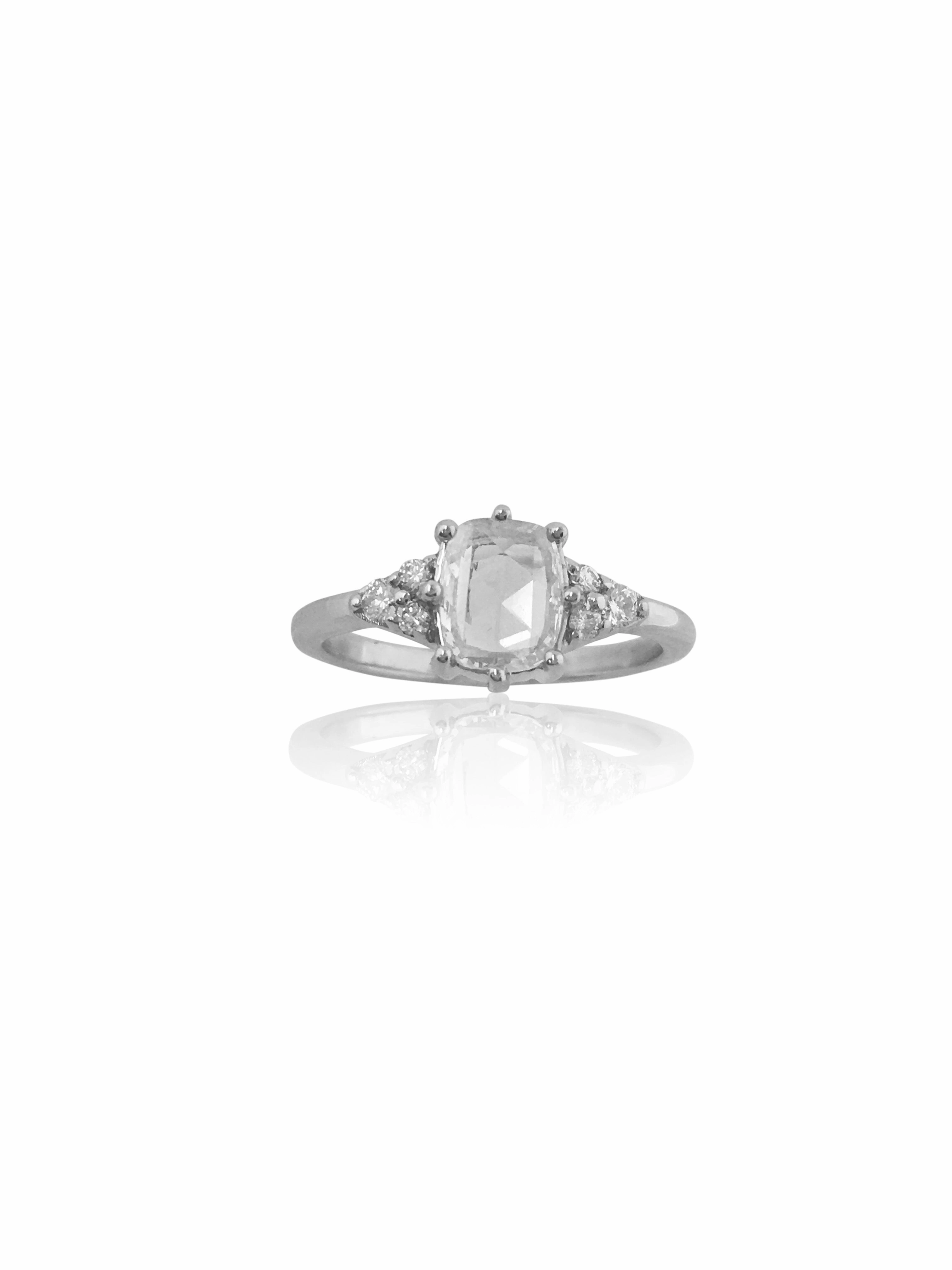 14k Rose cut Oval Diamond Ring