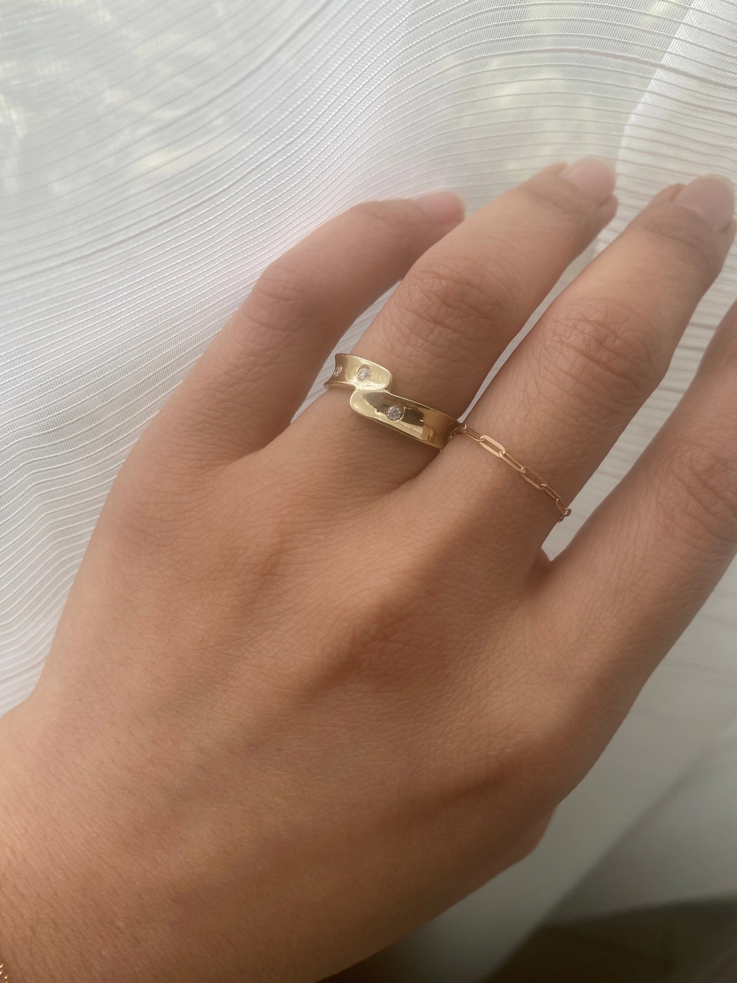 14k Solid Gold Diamond Connected Ring