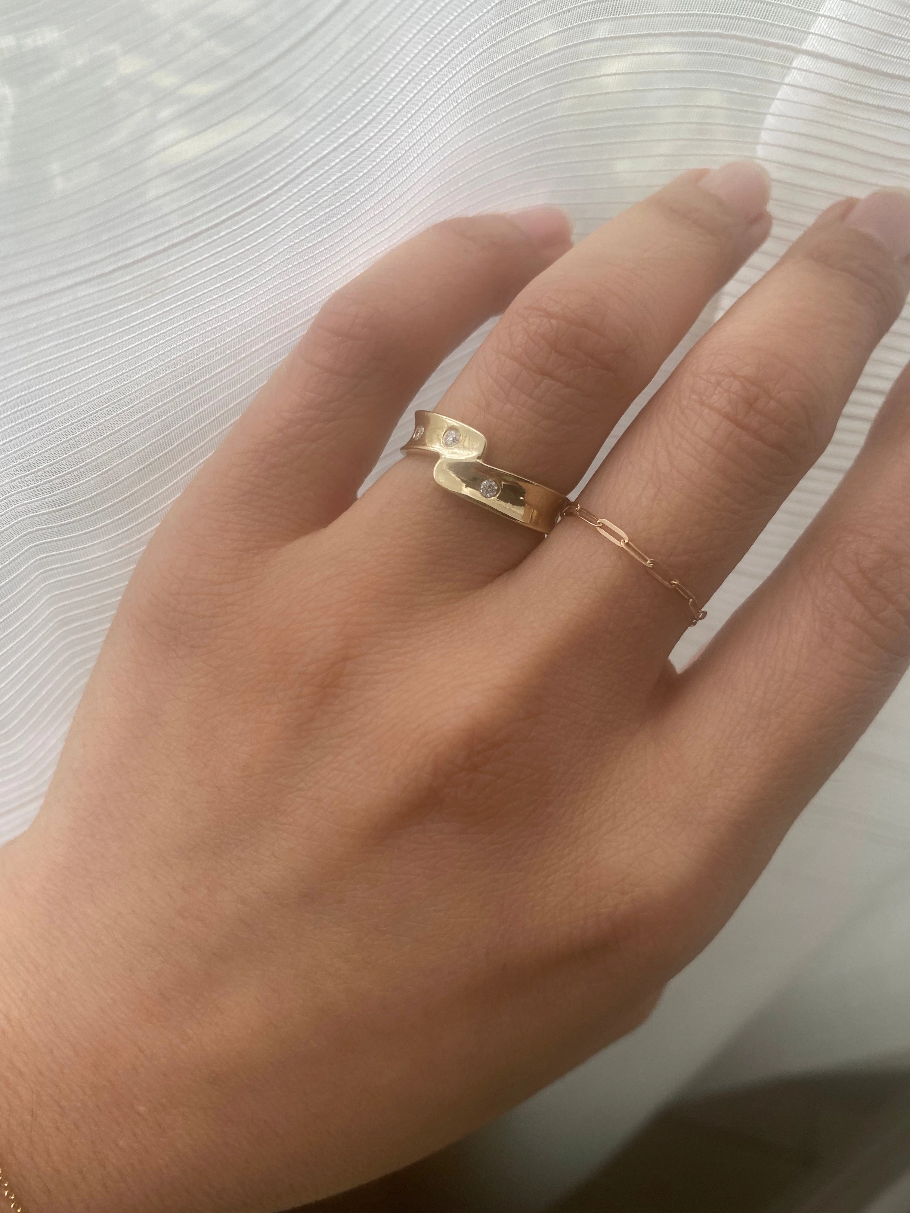 14k Solid Gold Diamond Connected Ring