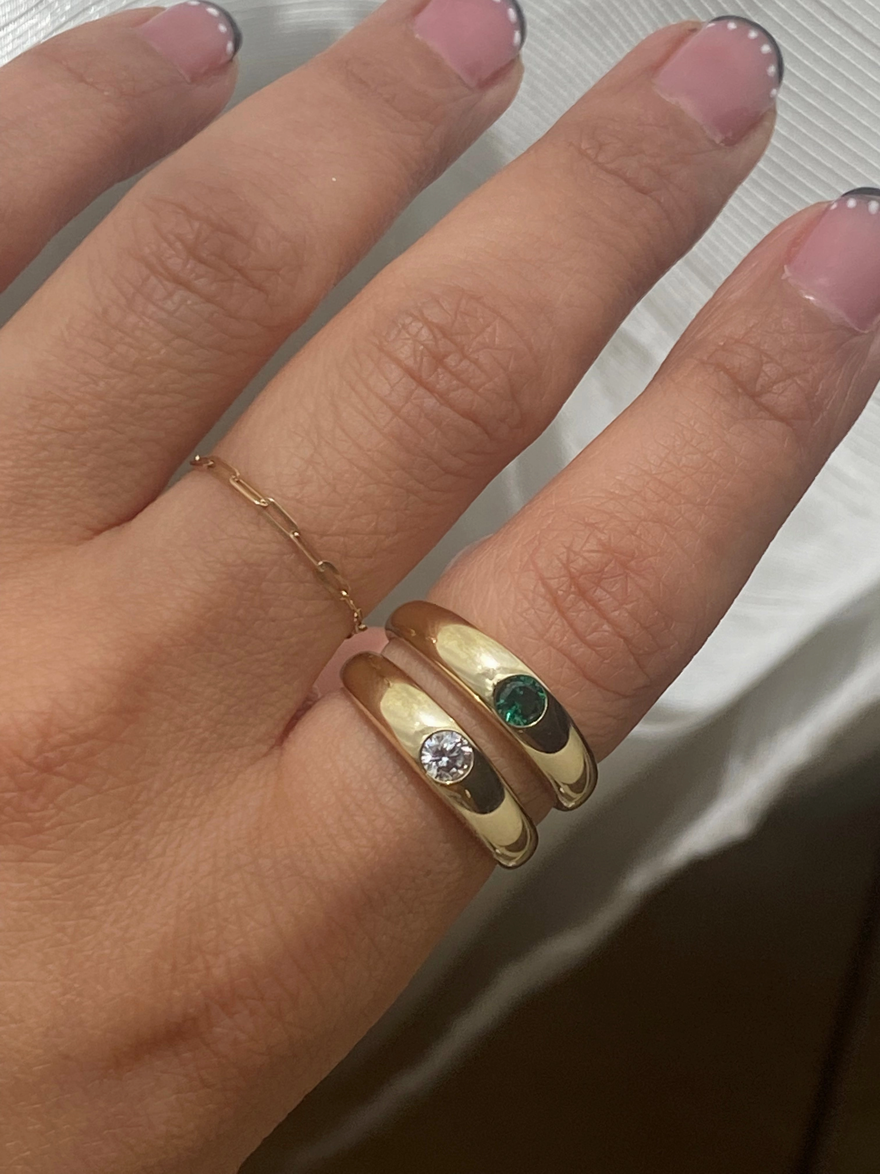 14k Solid Gold Diamond Dome Ring