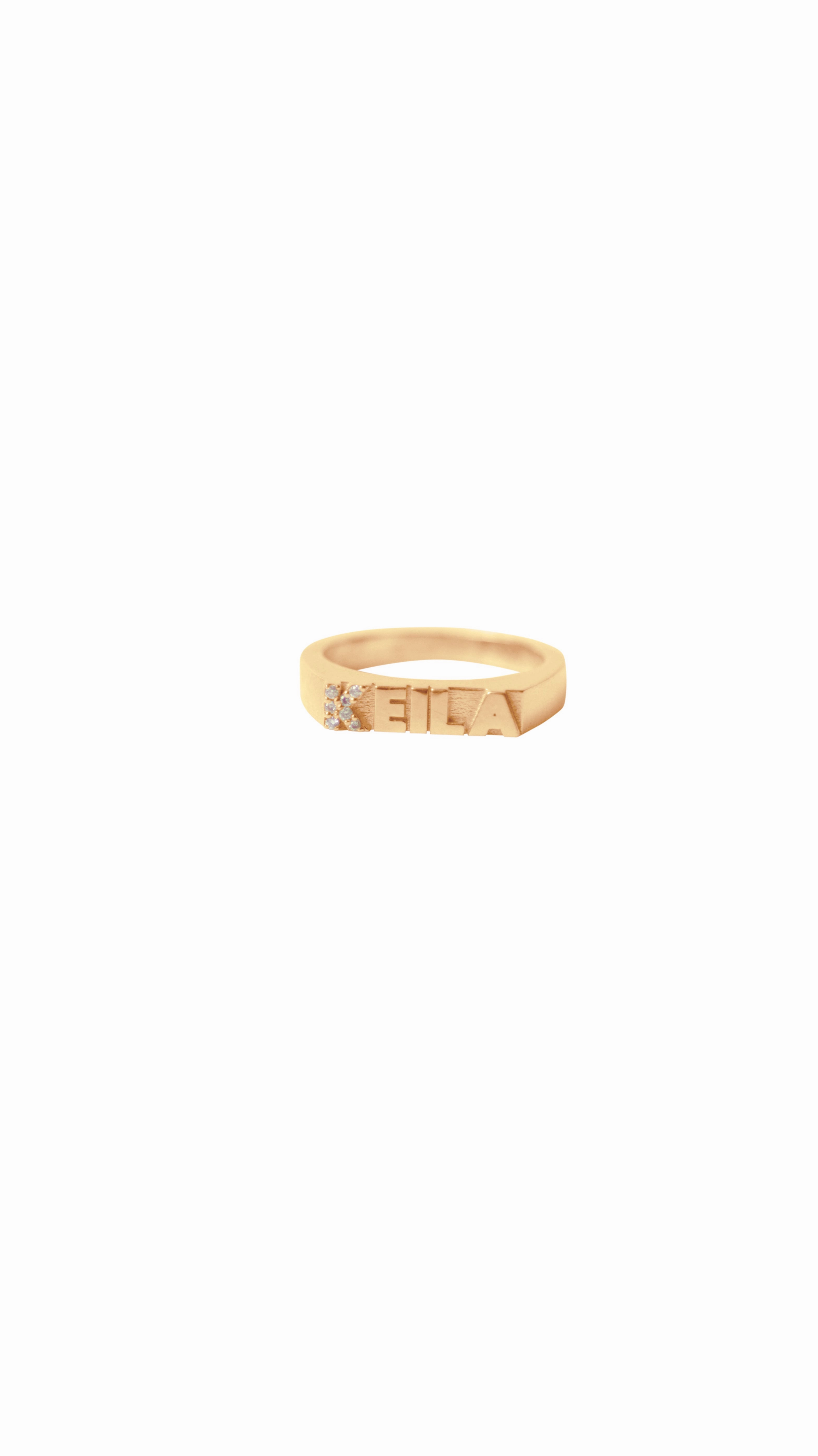 14k Solid Gold Diamond Pinky Name Ring
