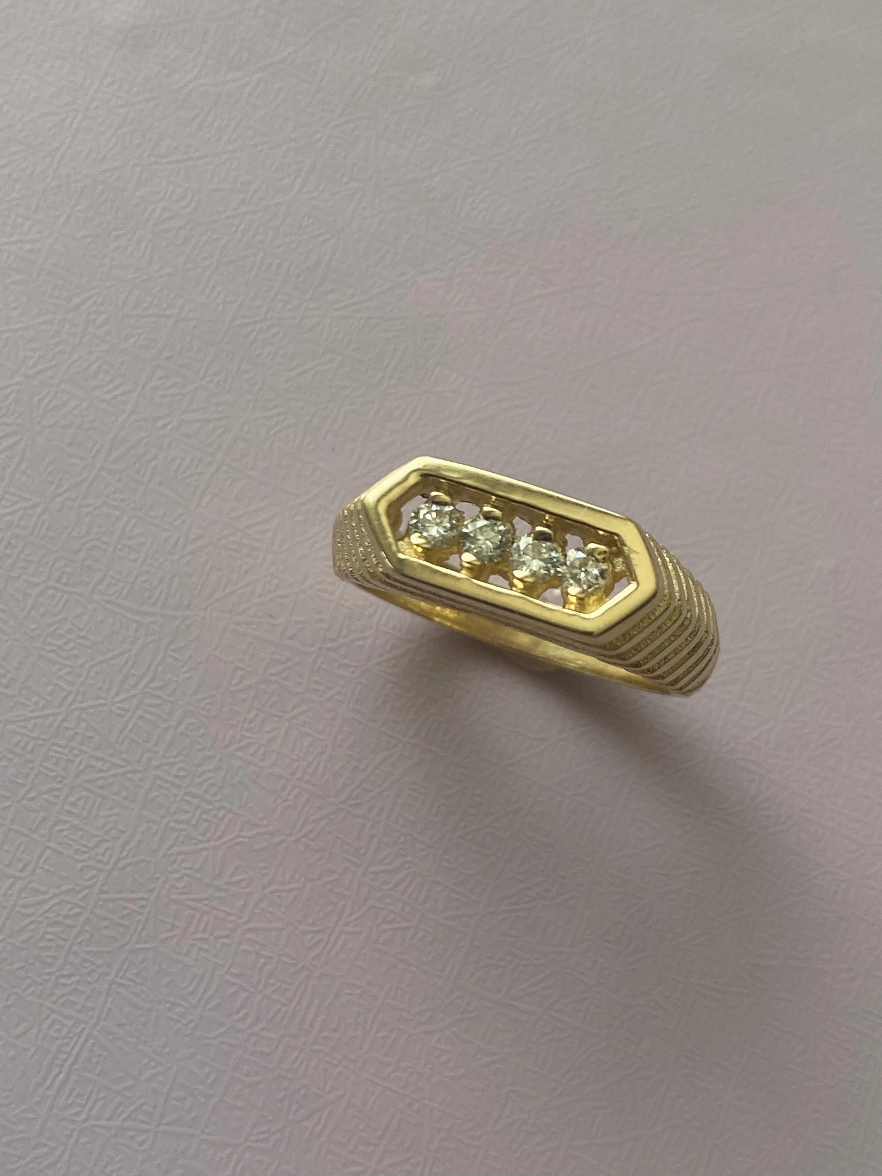 14k Solid Gold Mirror Diamond Ring