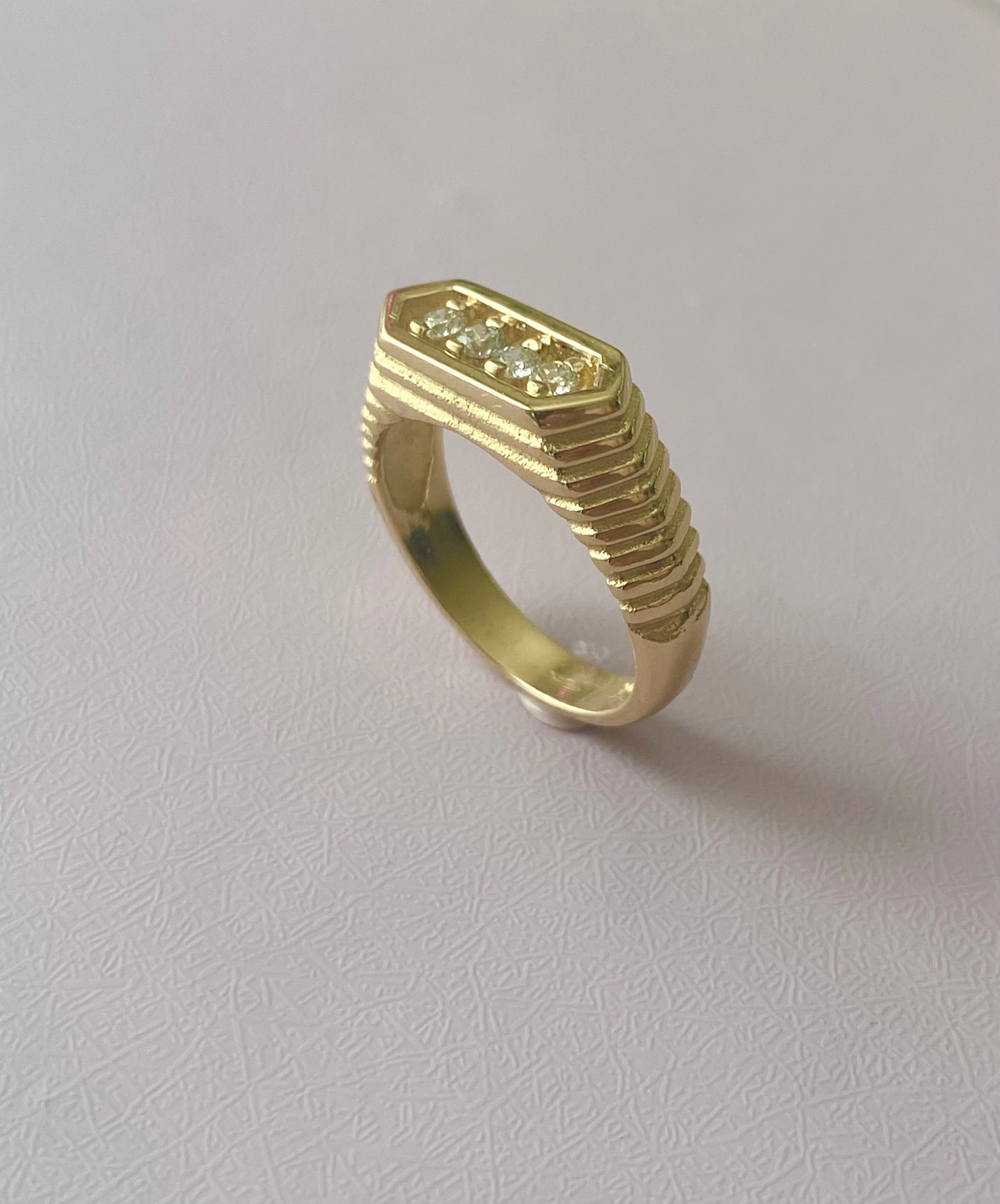 14k Solid Gold Mirror Diamond Ring