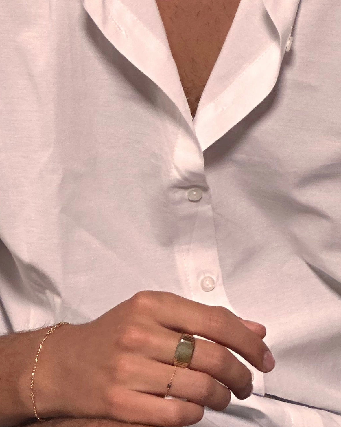14k Solid Gold Ribbed Signet Ring