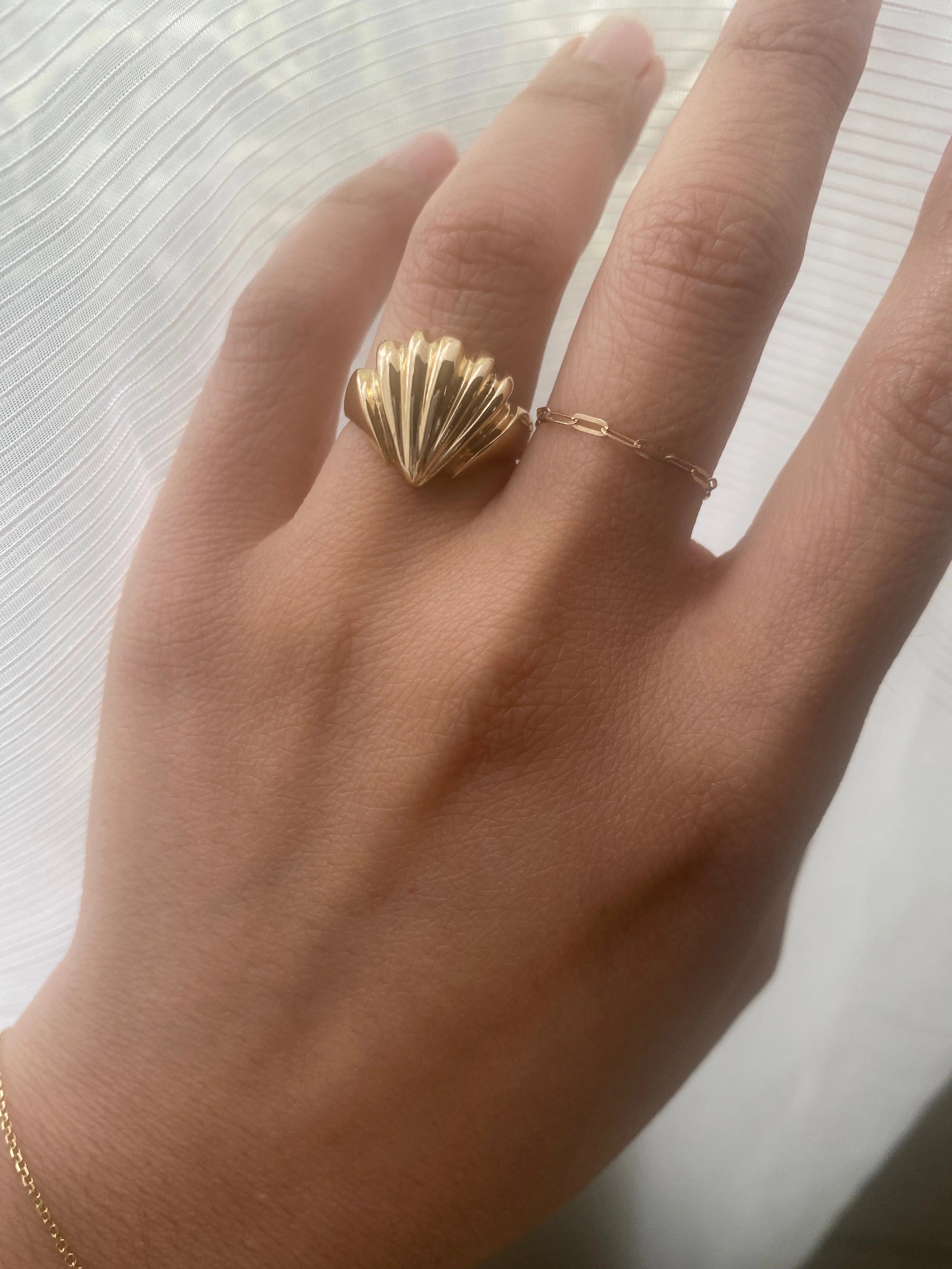 14k Solid Gold Shell Ring