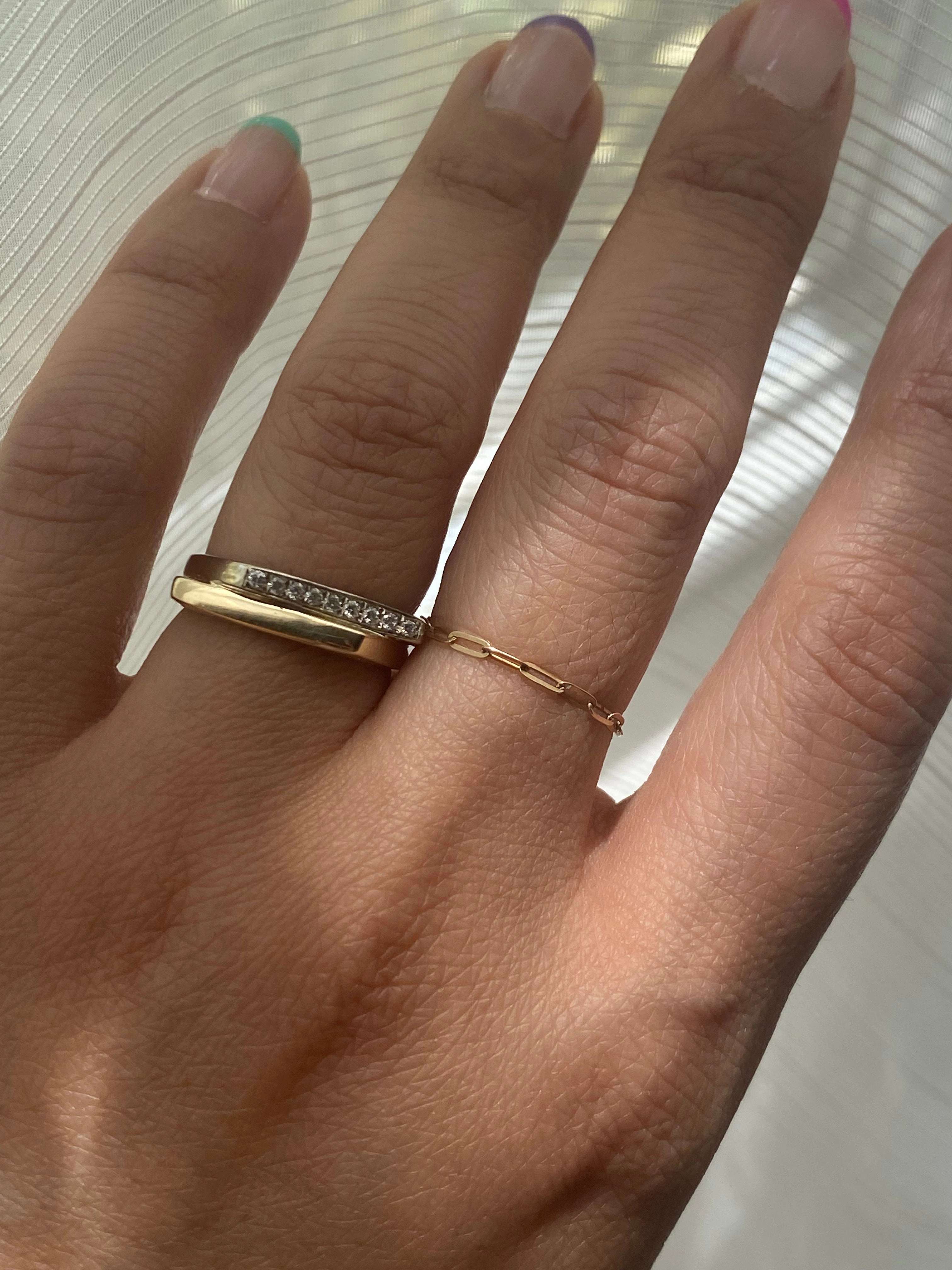 14k Solid Gold Turned Diamond Ring