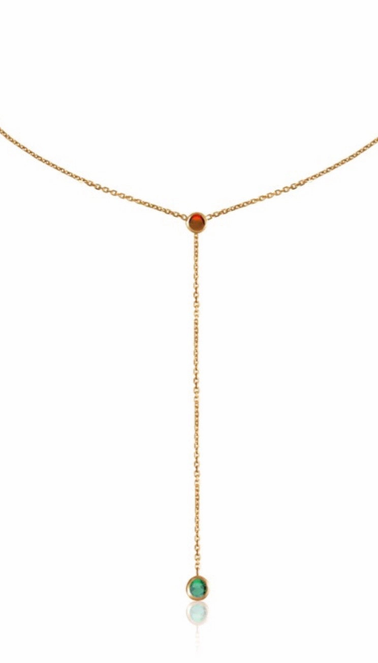 14k You & I Lariat Gemstone Necklace