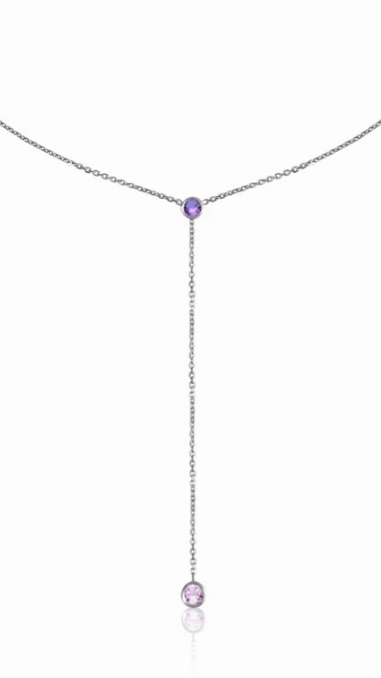 14k You & I Lariat Gemstone Necklace