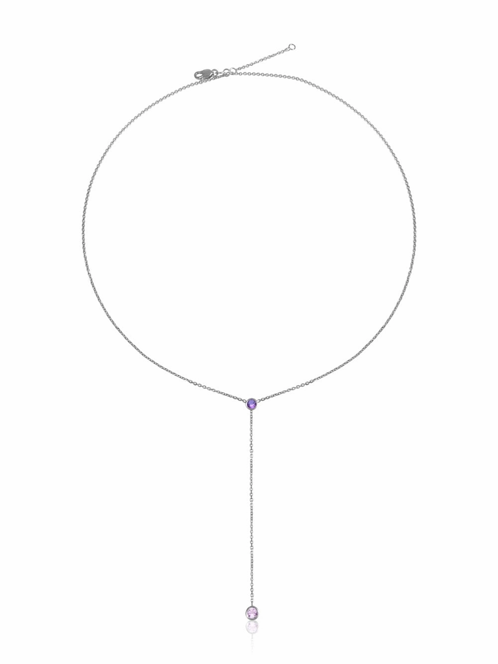 14k You & I Lariat Gemstone Necklace
