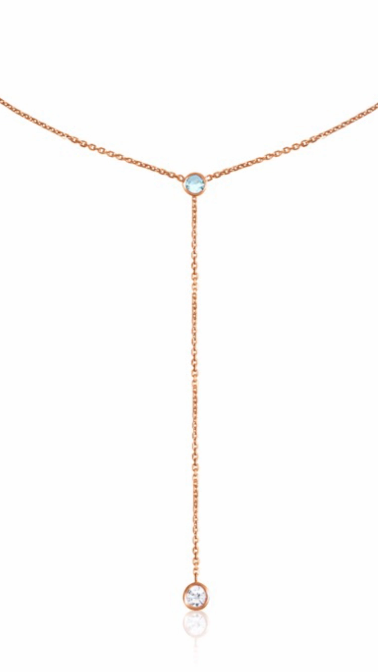 14k You & I Lariat Gemstone Necklace