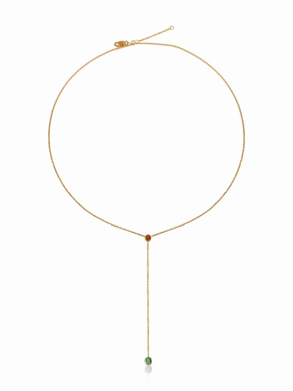 14k You & I Lariat Gemstone Necklace