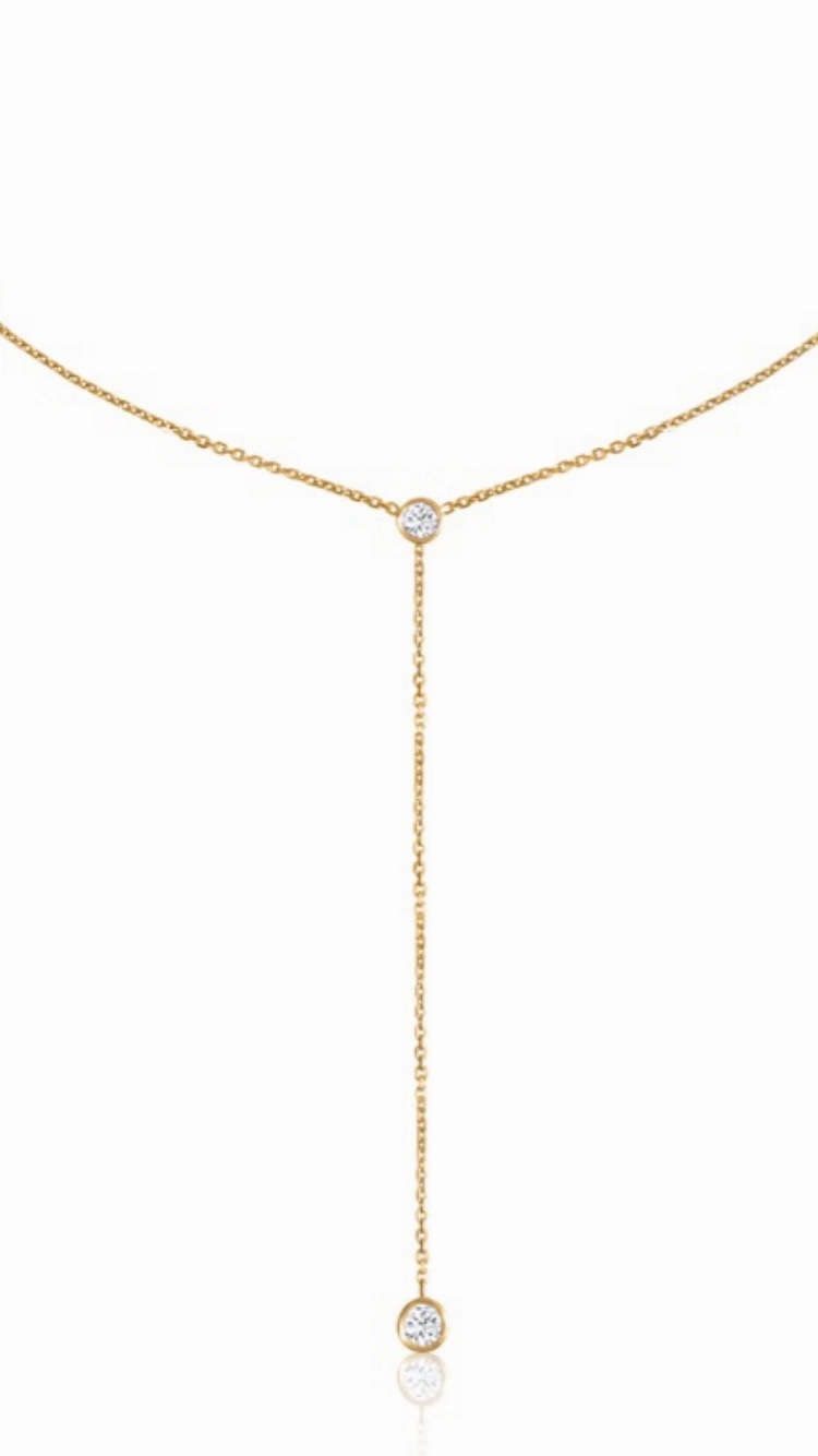 14k You & I Lariat Gemstone Necklace