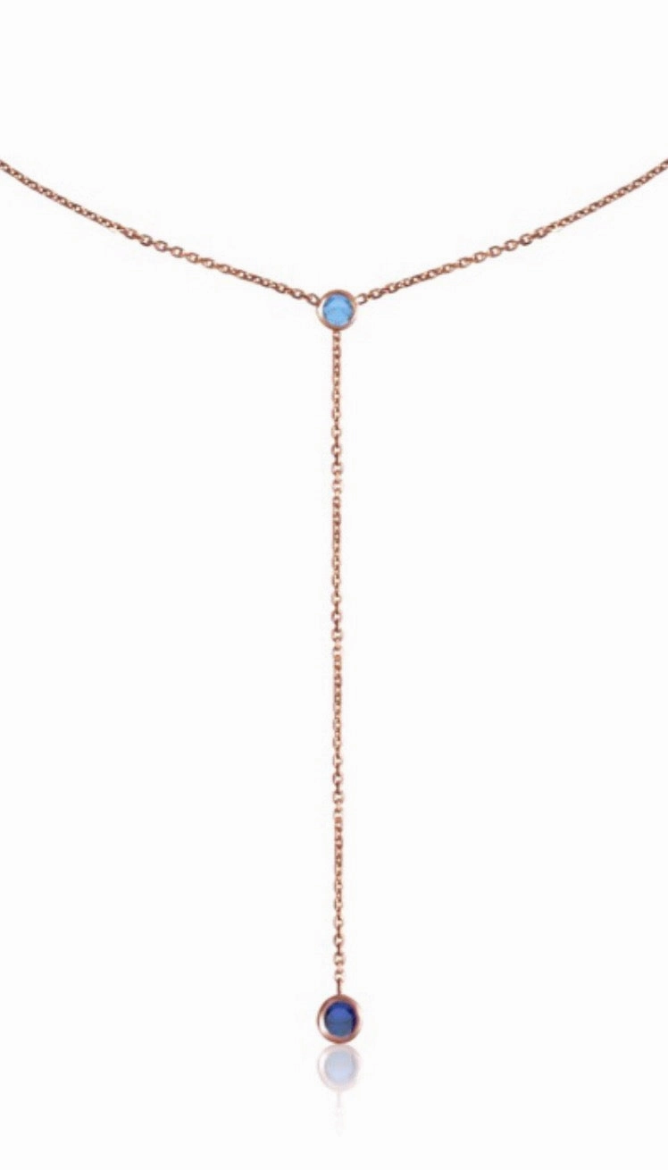 14k You & I Lariat Gemstone Necklace