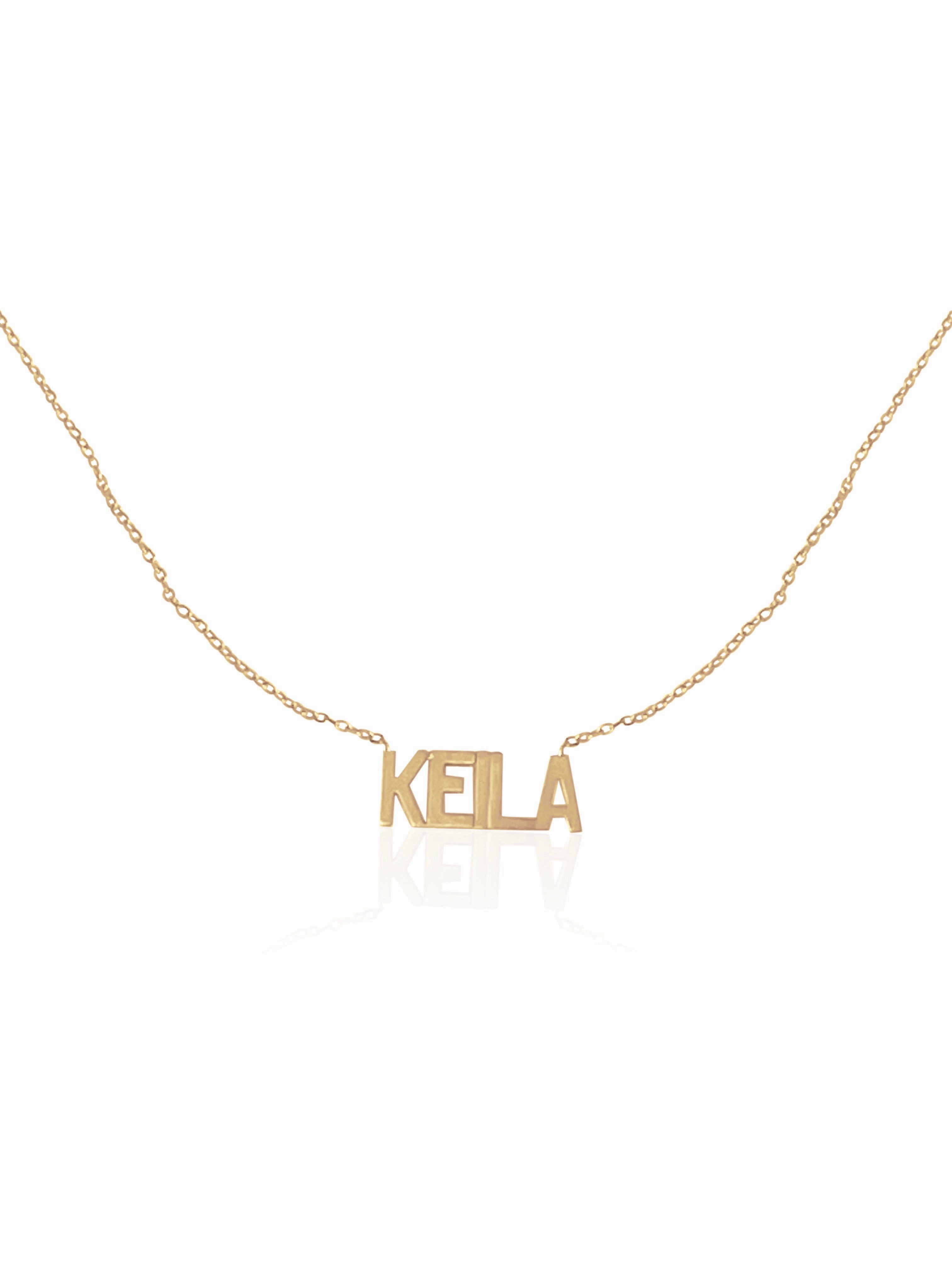 14KT Gold Dainty Nameplate Necklace