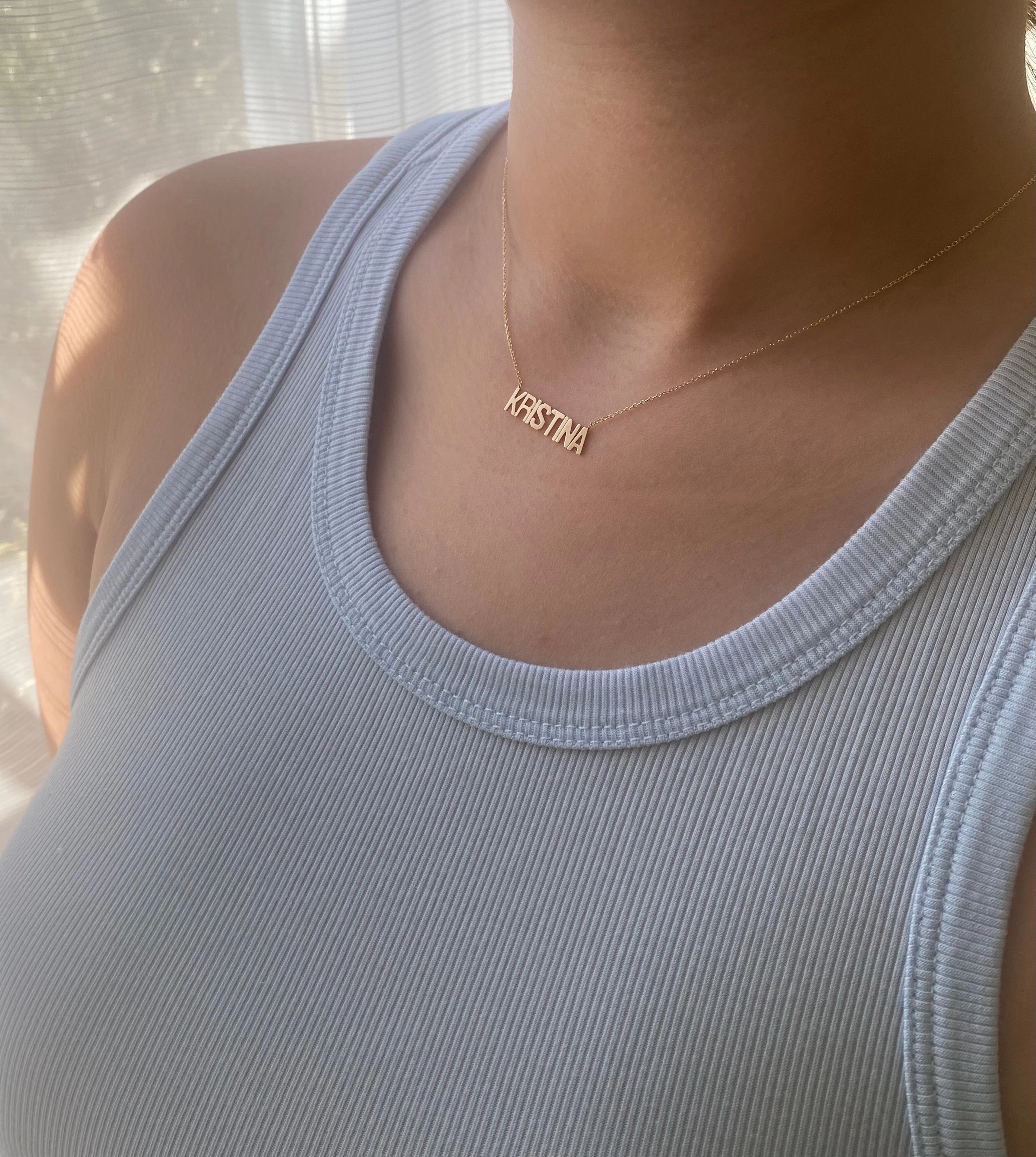14KT Gold Dainty Nameplate Necklace