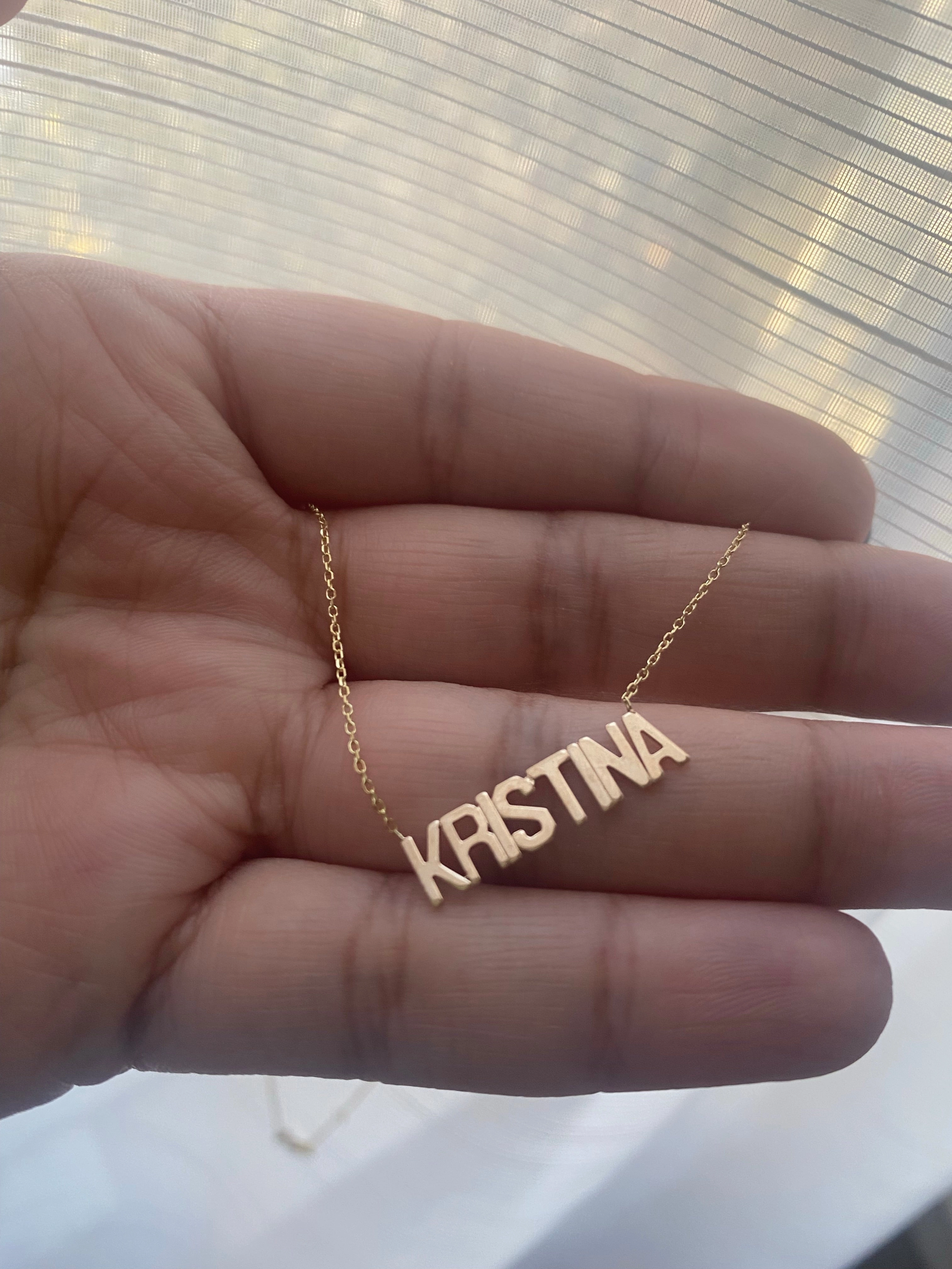 14KT Gold Dainty Nameplate Necklace