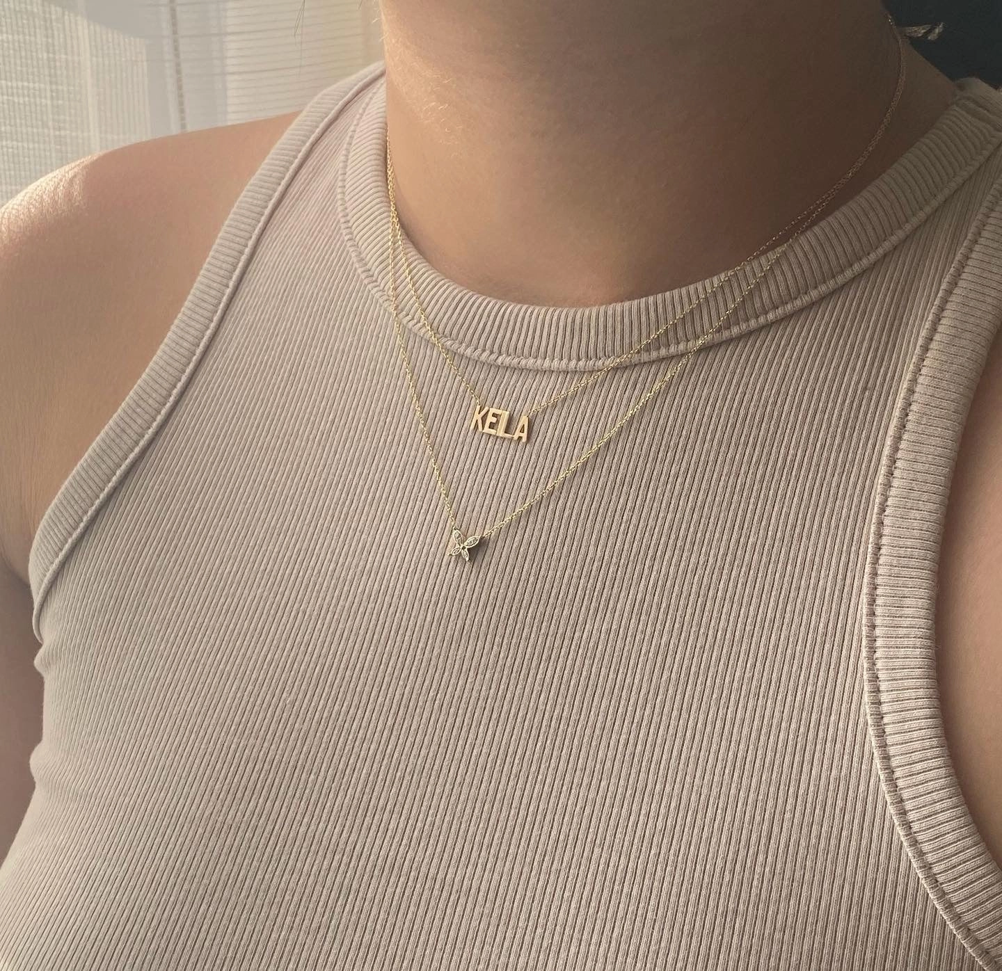 14KT Gold Dainty Nameplate Necklace