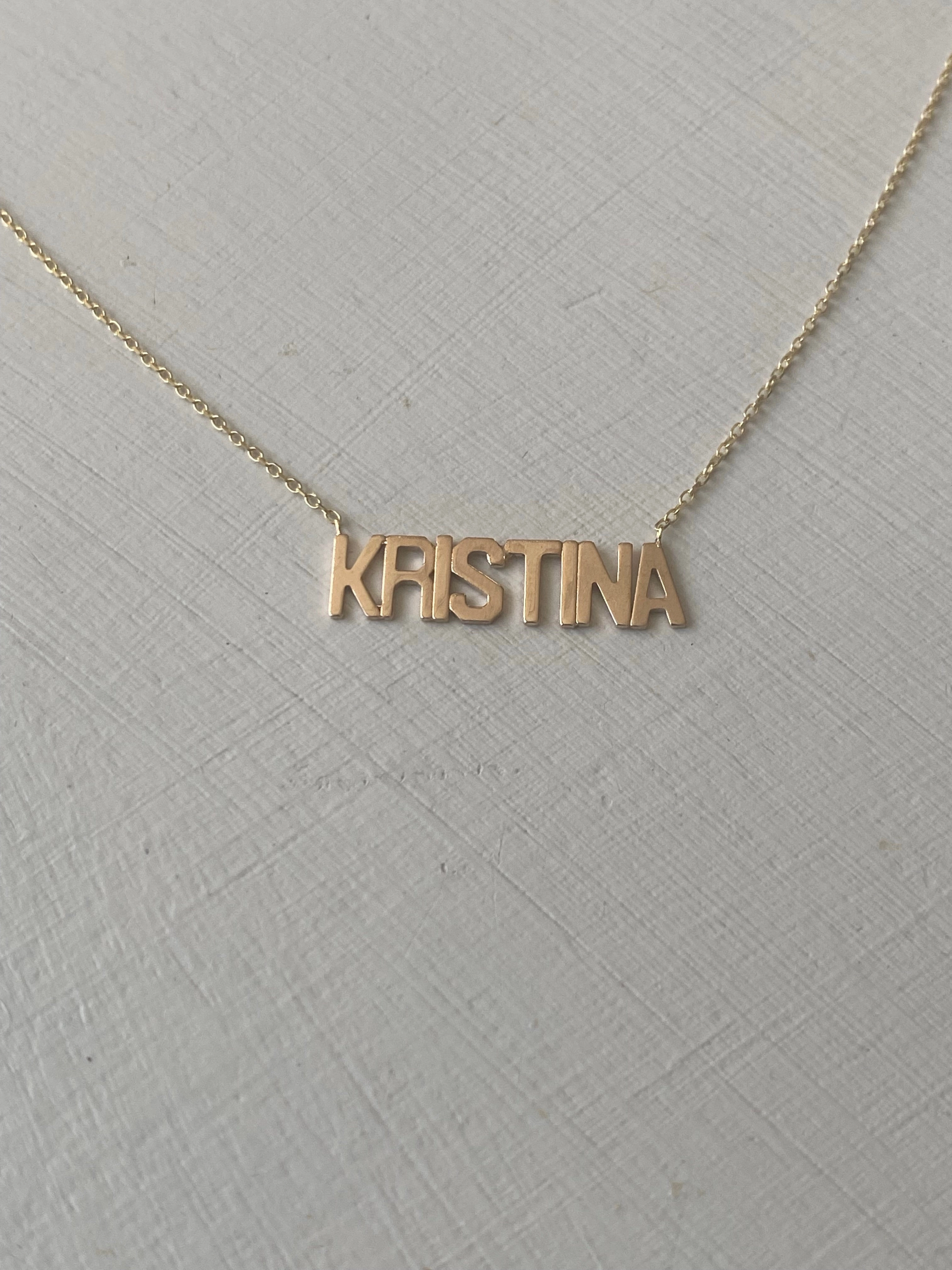 14KT Gold Dainty Nameplate Necklace