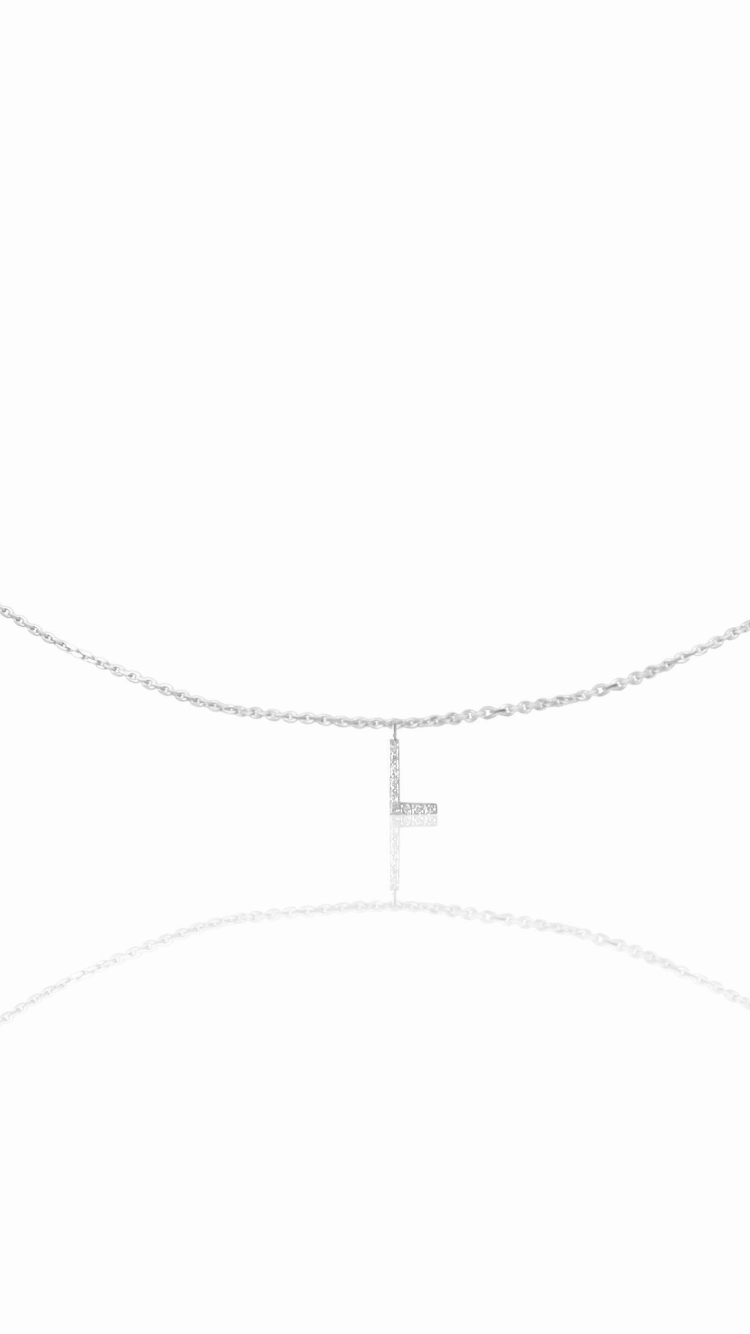 14KT Gold Micro Pave Diamond Initial Necklace