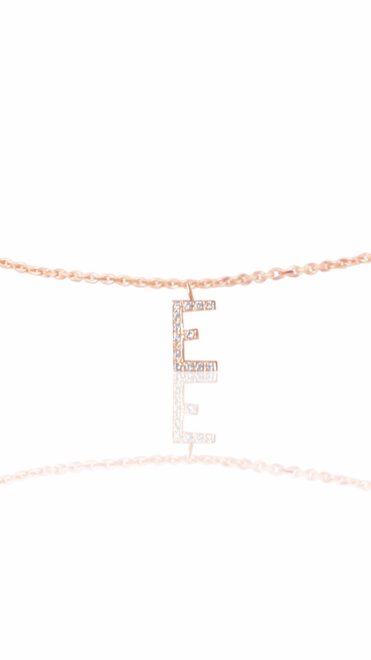 14KT Gold Micro Pave Diamond Initial Necklace