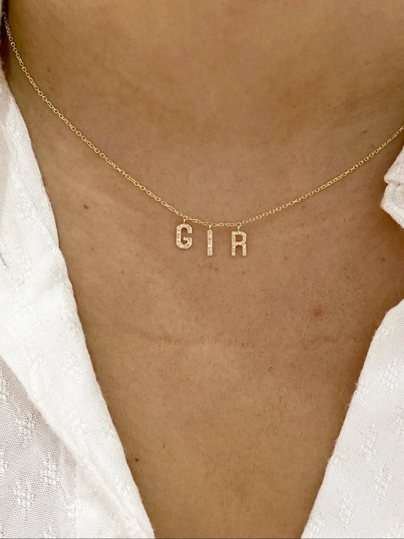 14KT Gold Micro Pave Diamond Initial Necklace