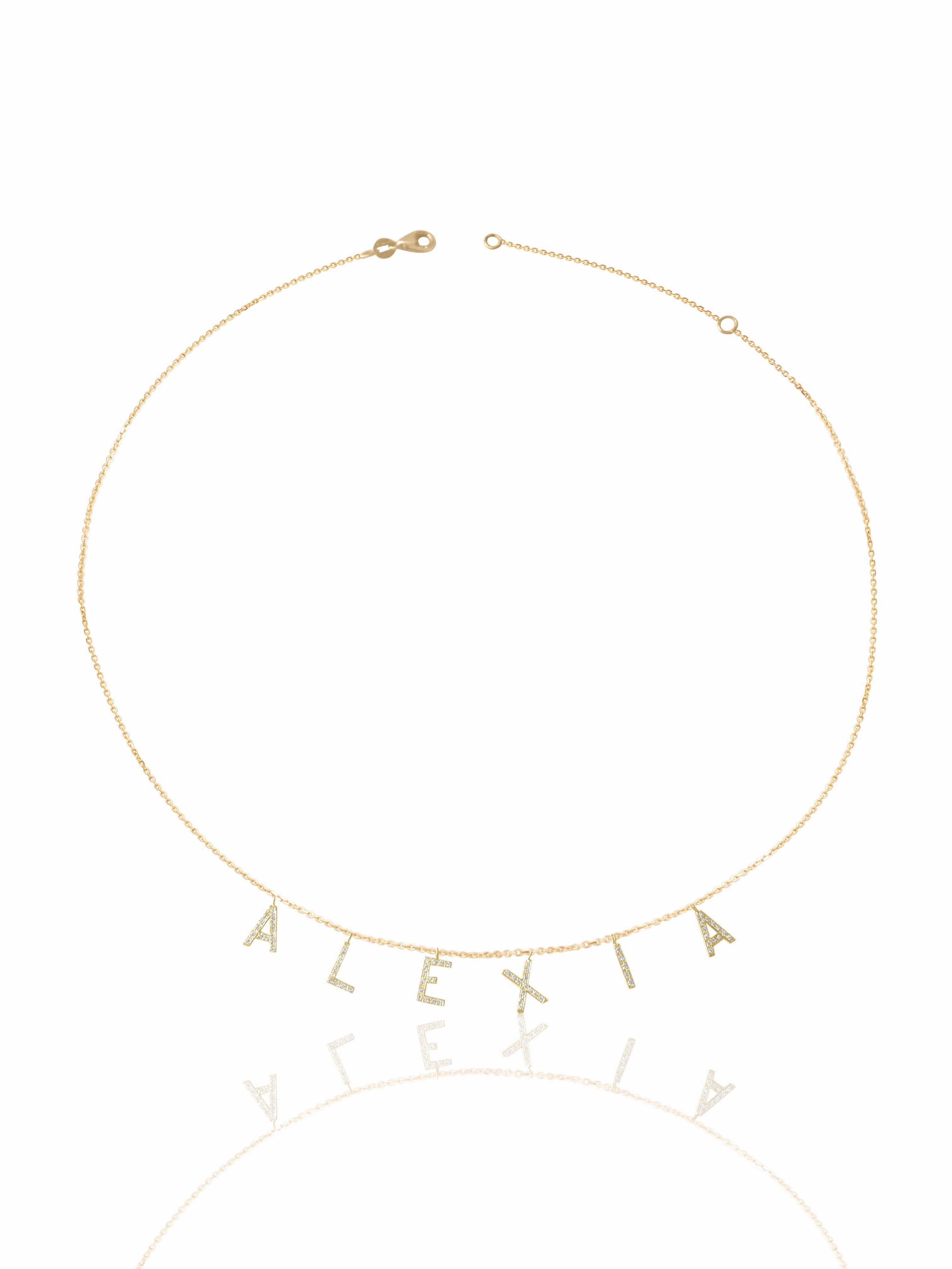 14KT Gold Micro Pave Diamond Initial Necklace