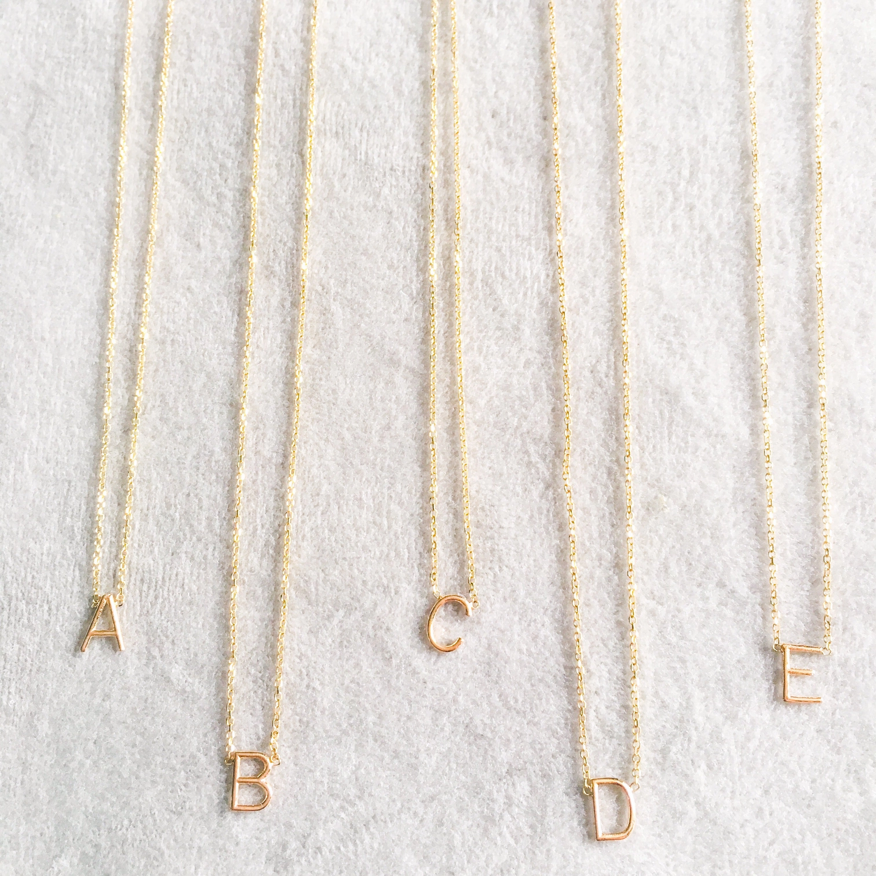 14KT Gold Mini 3D Initial Necklace
