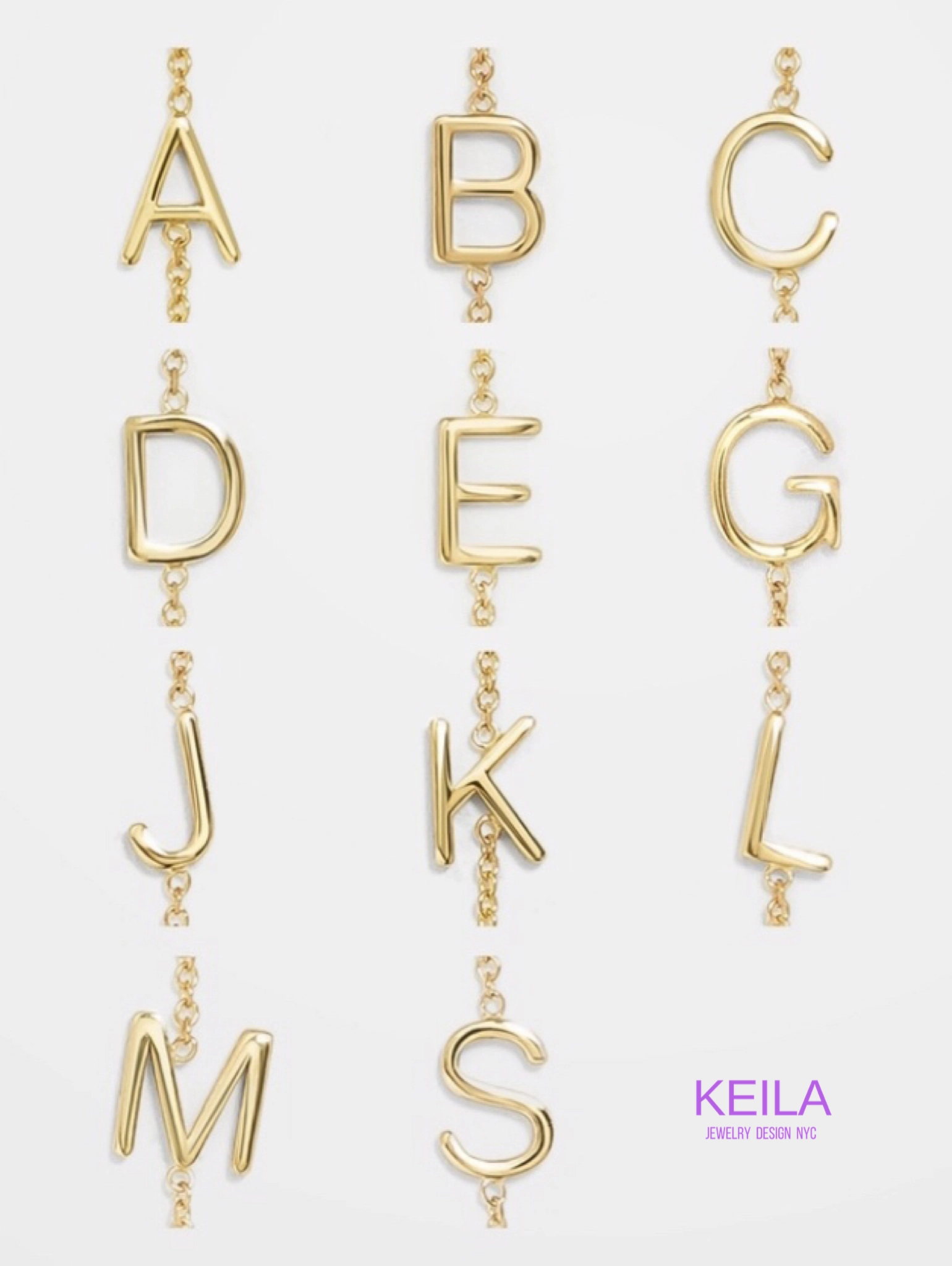 14KT Gold Mini 3D Initial Necklace