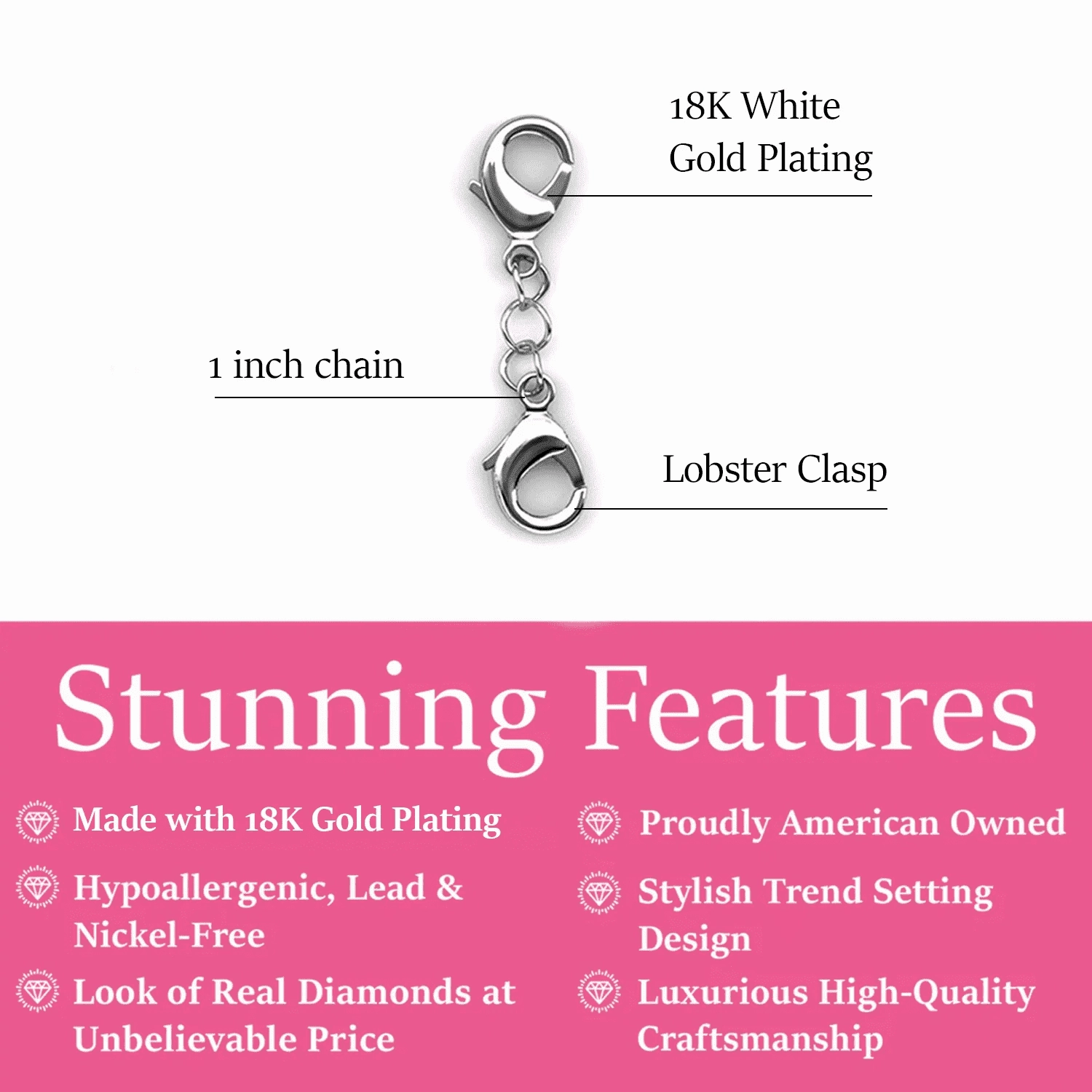 18k White Gold Plated Necklace Extenders